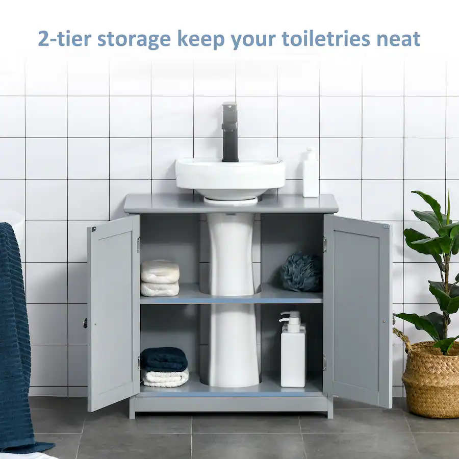 Kleankin Pedestal Sink Storage Cabinet, Vanity Base Cabinet, Under Sink ...