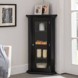 Kings Brand Furniture - Cambridge Corner Curio Storage Cabinet - Black