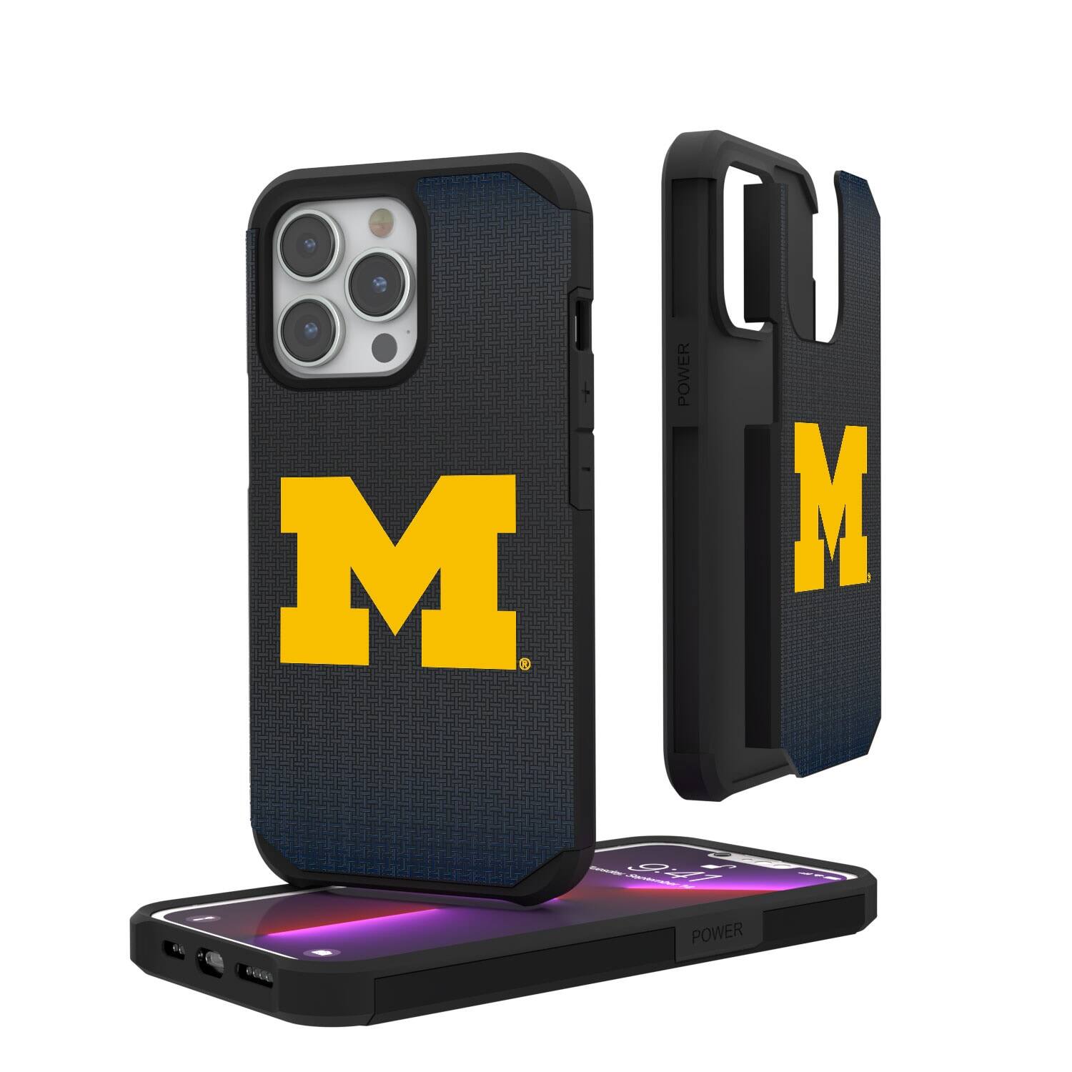 Keyscaper - NCAA - Michigan Wolverines Linen Logo iPhone Rugged Case - 14 Plus - Black price history on PriceWatchPro