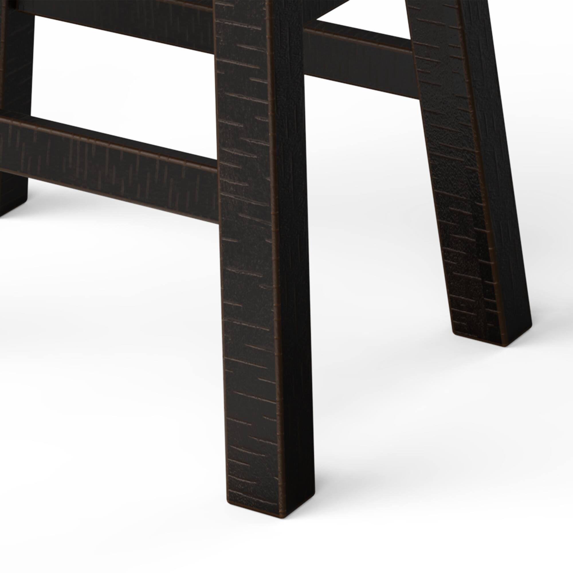 Alt View 5. Vaczon - Bar Stools Set of 2, Wooden Saddle Stools 24" Height Bar Chairs Seat with Footrests and Industrial Kitchen Counter Stool - Oak，Black.