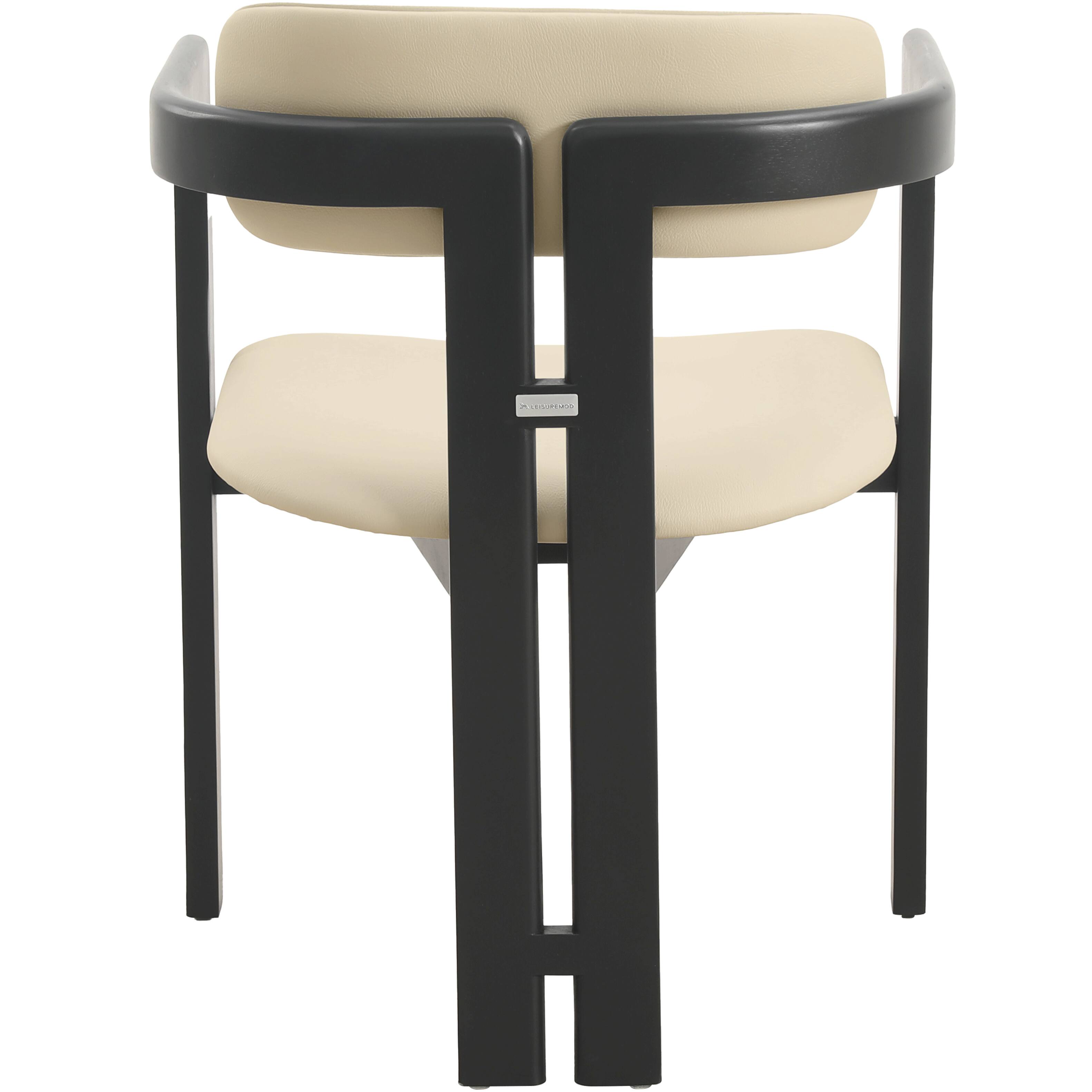 Alt View 4. LeisureMod - Velo 2-PCS Faux Leather Side Chair - Modern Dining Accent Armchair - Black/Off White.