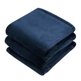Costway - 62'' x 84'' Flannel Polyester Heated Blanket Throw with 10 Heating Levels - Blue