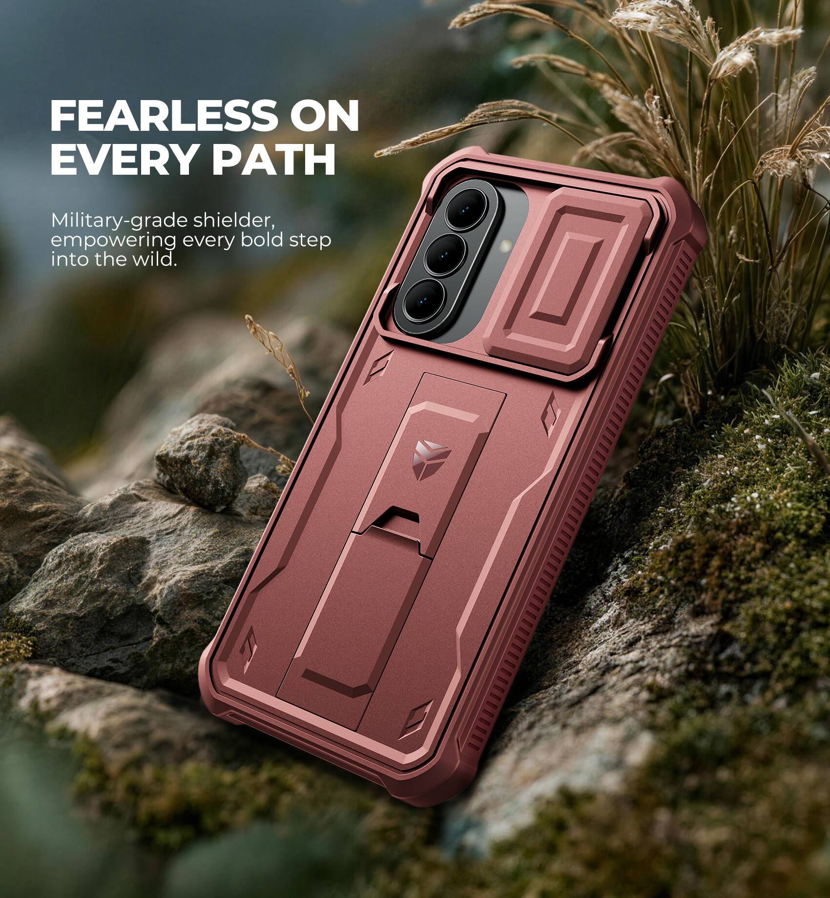 Dexnor Case for Samsung Galaxy A36 5G 2 Front Frame Built-in Magnetic Slide Camera Cover Kickstand Heavy Duty with Screen Protector Kickstand Red
