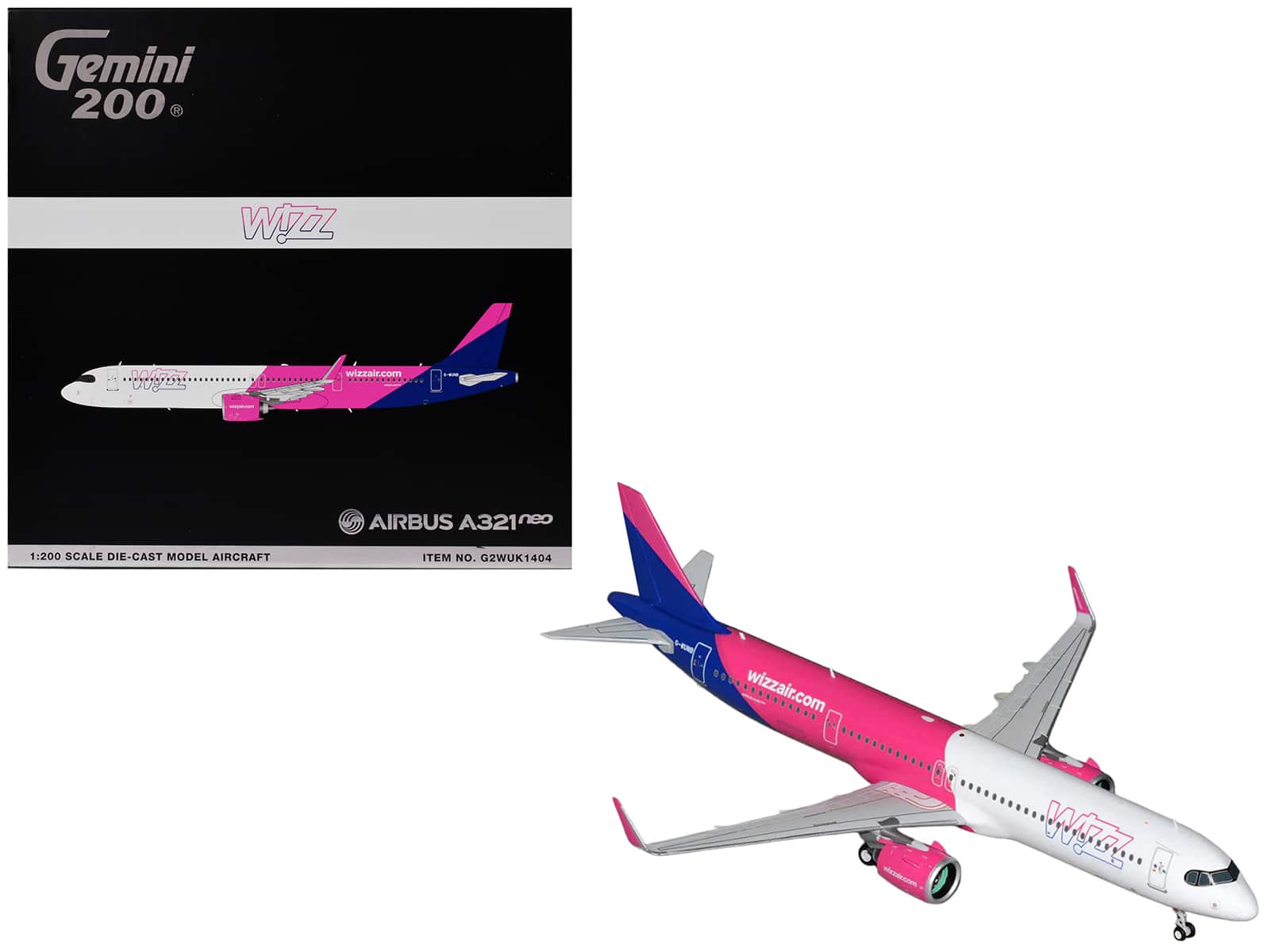 "Airbus A321neo Commercial Aircraft ""Wizz Air"" (G-WUNB) White and Pink with Purple Tail 1/200 Diecast Model by GeminiJets" price history on PriceWatchPro