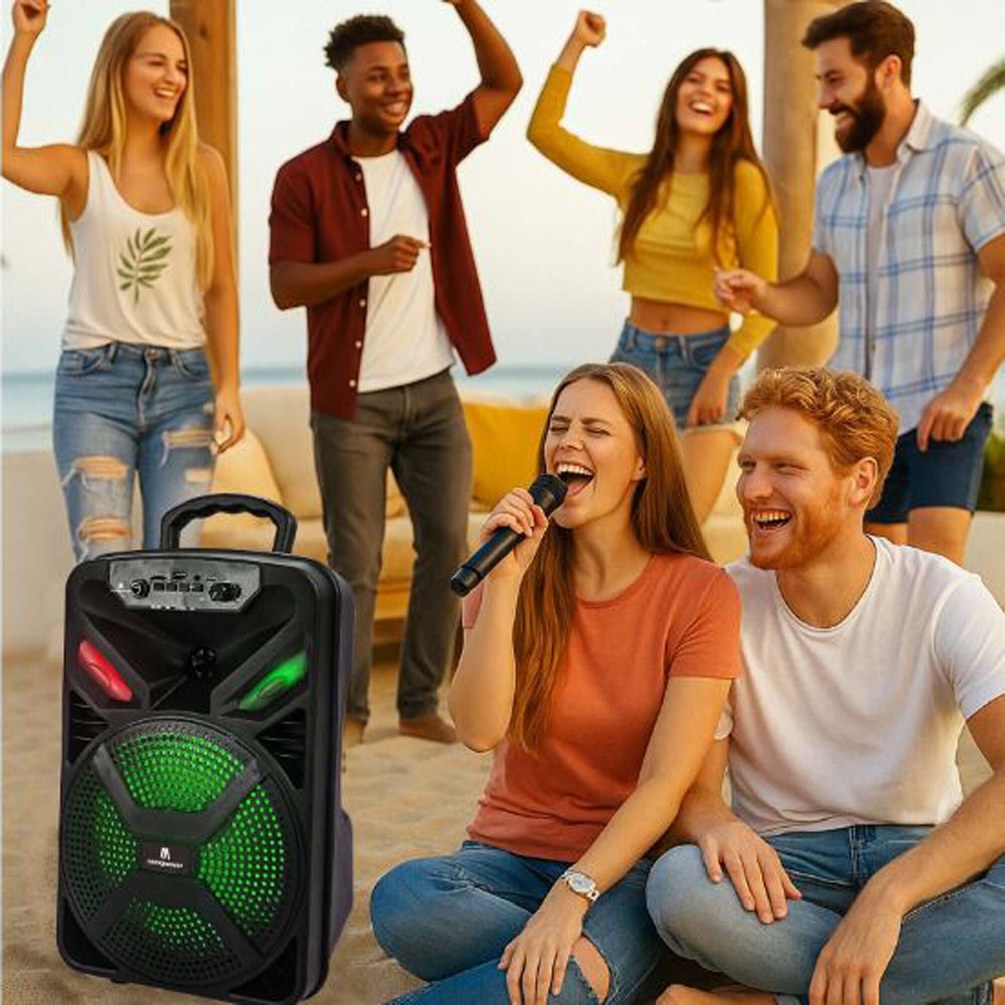Alt View 7. Max Power - Max Power MPD829 Karaoke Bluetooth Speaker with 8" Woofer, Mic and Carry Handle.