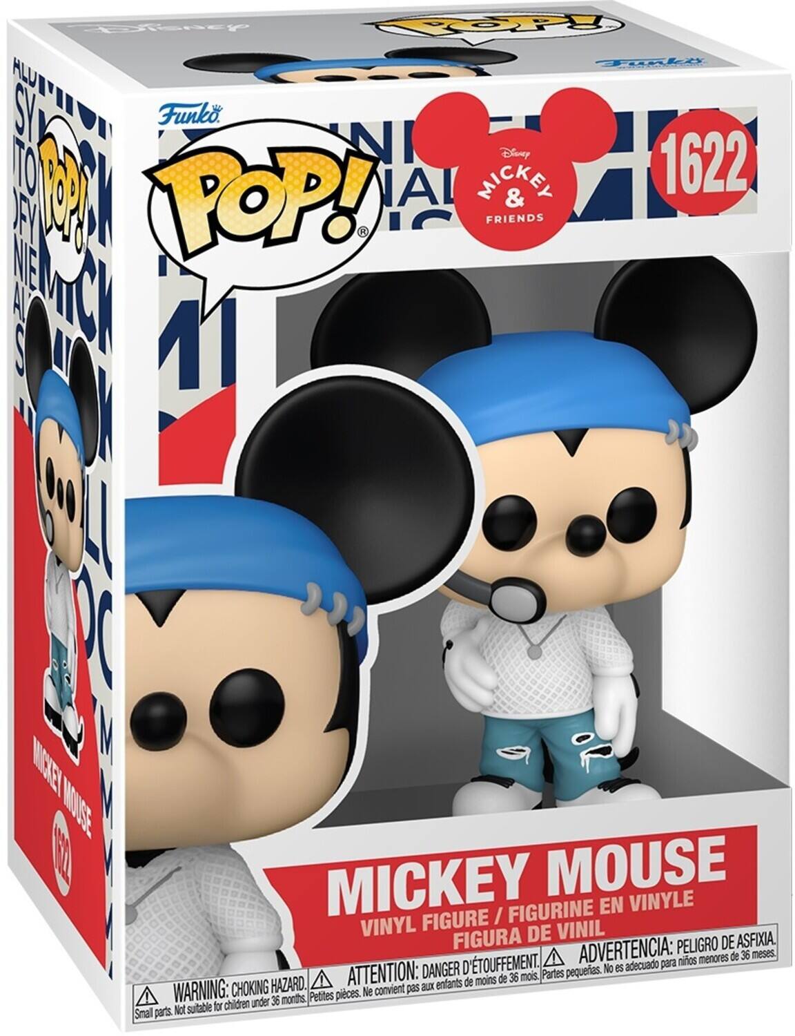 Sure, here is the corrected and grouped text from the image:

---

**Front:**
- Funko POP!
- Disney Mickey & Friends
- 1622
- MICKEY MOUSE
- VINYL FIGURE / FIGURINE EN VINYLE / FIGURA DE VINIL

**Warnings:**
- WARNING: CHOKING HAZARD. Small parts. Not suitable for children under 36 months.
- ATTENTION: DANGER D'ÉTOUFFEMENT. Petites pièces. Ne convient pas aux enfants de moins de 36 mois.
- ADVERTENCIA: PELIGRO DE ASFIXIA. Piezas pequeñas. No es adecuado para niños menores de 36 meses.

**Side:**
- ALTO Y TOY NUEVO MICKEY MOUSE
- MICKEY MOUSE 1622

**Top:**
- Funko

**Bottom:**
- MICKEY MOUSE
- 1622

---