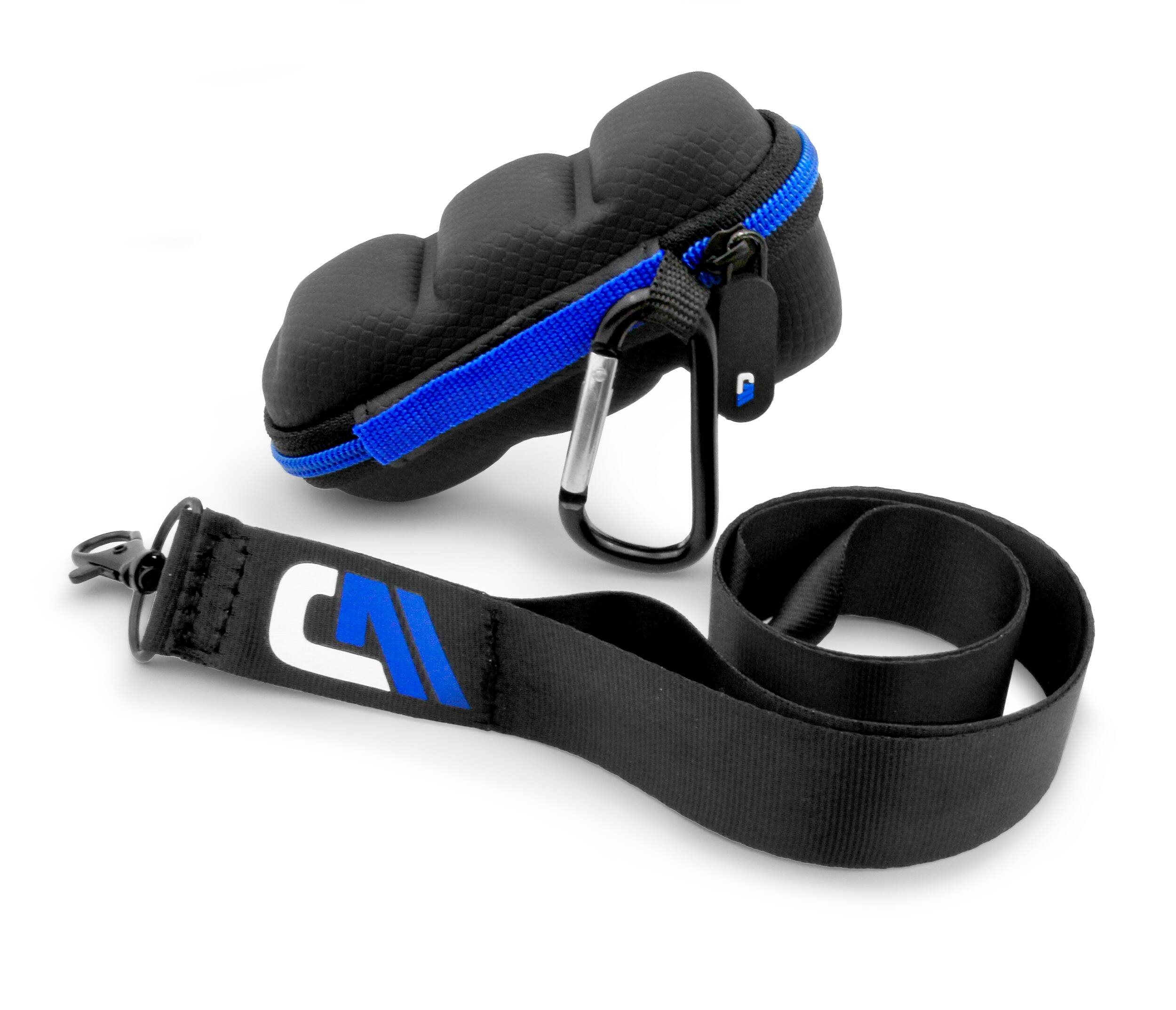 Angle. CASEMATIX - Asthma Inhaler Travel Case with Lanyard & Keychain Clip – Portable Holder Pouch for Inhaler (Case Only) - Black.