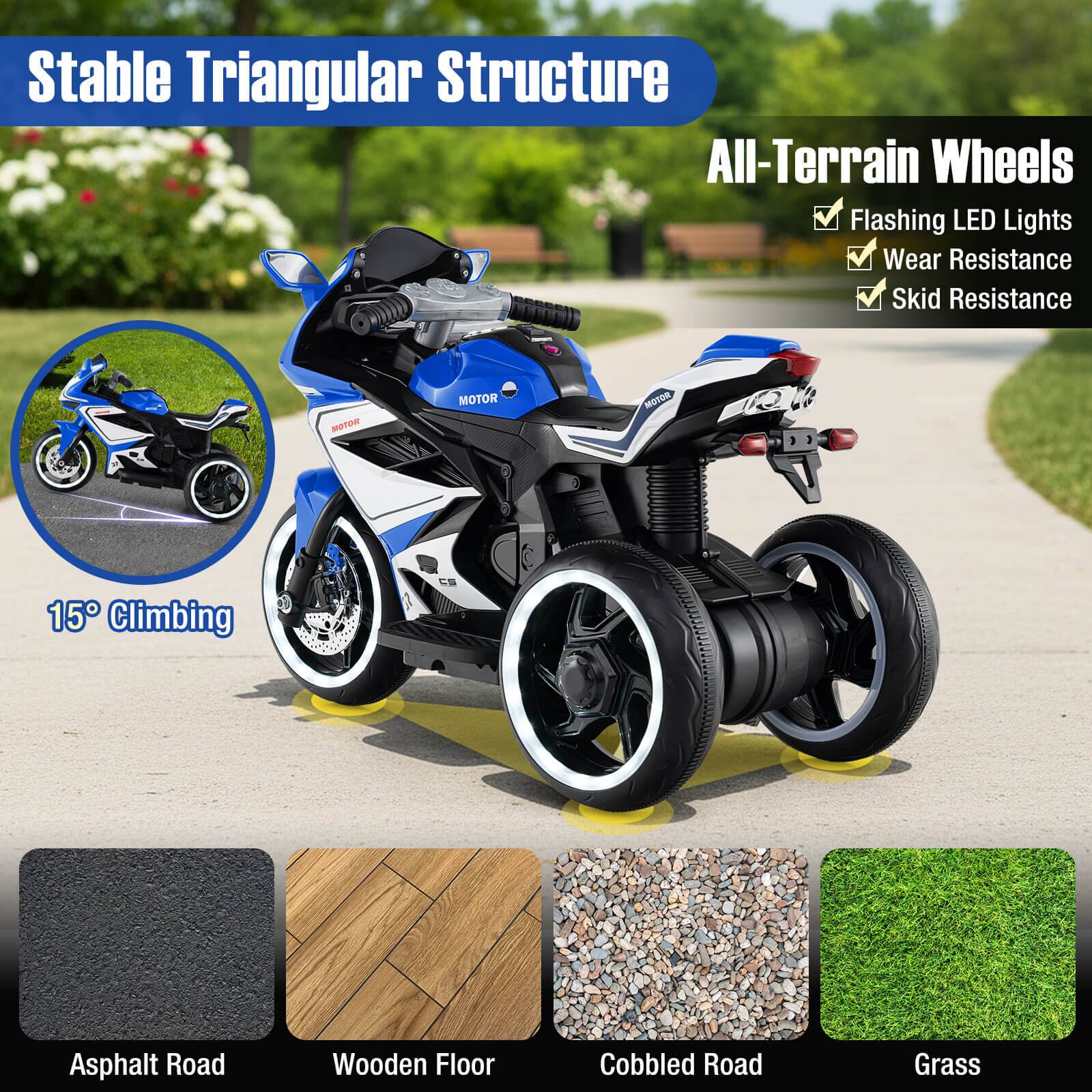 Stable Triangular Structure

All-Terrain Wheels
- Flashing LED Lights
- Wear Resistance
- Skid Resistance

15° Climbing

Asphalt Road
Wooden Floor
Cobbled Road
Grass