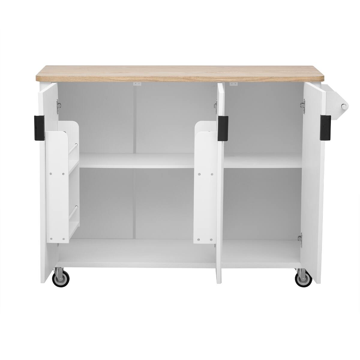 Alt View 9. Loheer - Loheer 51" Farmhouse Kitchen Island with Drop Leaf, White Ash - White.