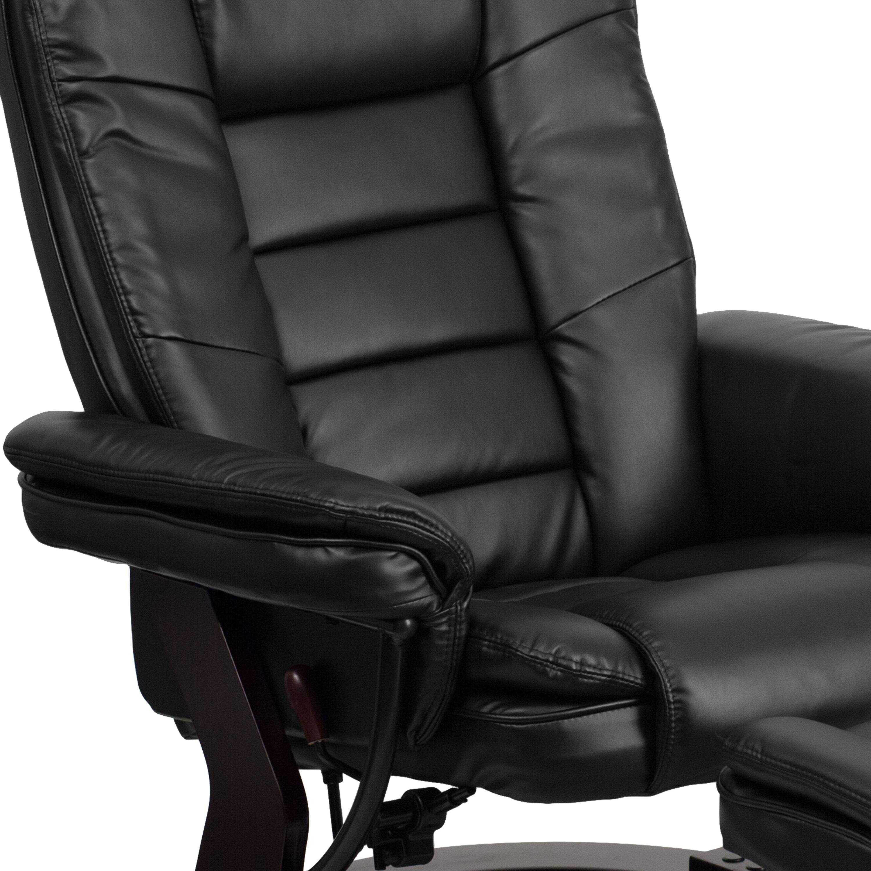 Alt View 8. Emma + Oliver - Multi-Position Stitched Recliner & Ottoman with Swivel Base - Black.