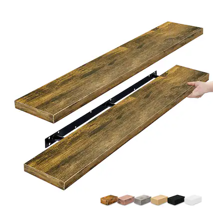 Front. Sorbus - Sorbus Floating Shelves for Wall - 55 Inch Extra-Long Bathroom Shelves, Floating Shelf with Hidden Brackets (2 Pack) - Brown.