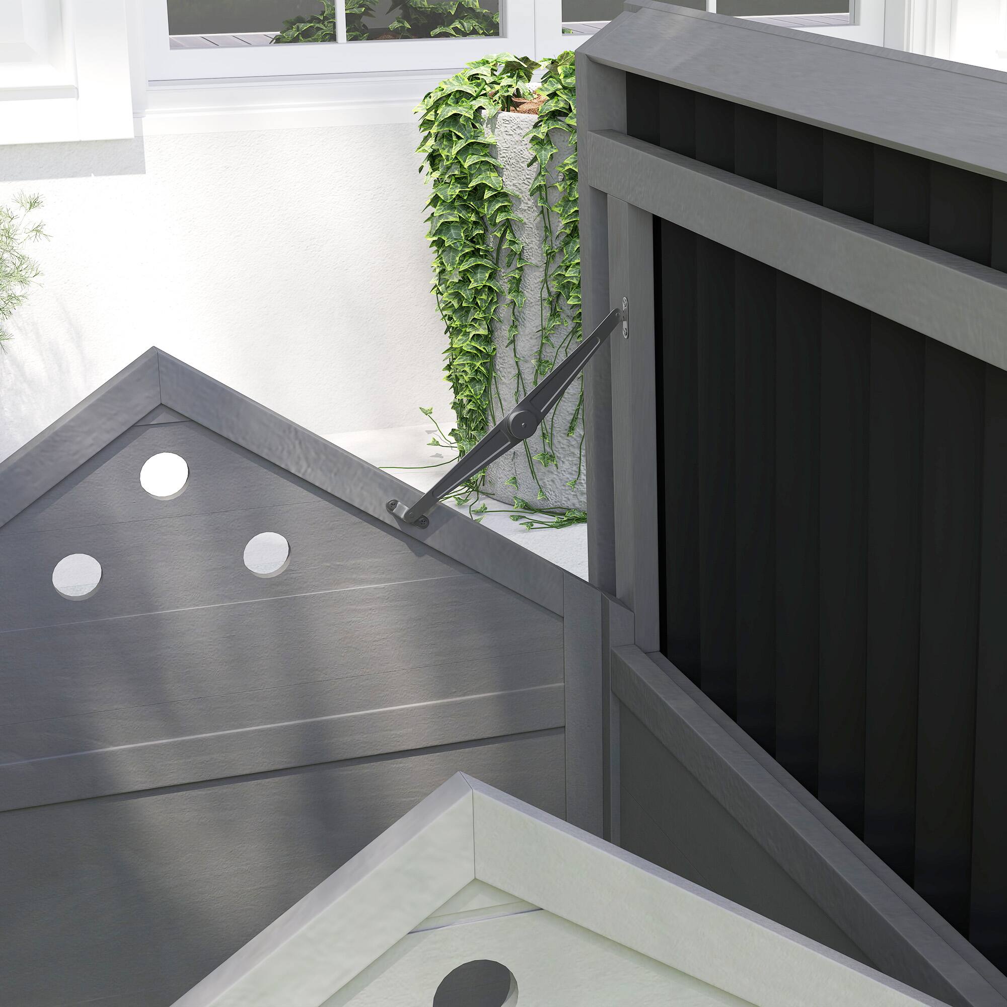 Alt View 1. TinyHomie - Light Gray Wooden Pet House Openable Roof Double Doors.