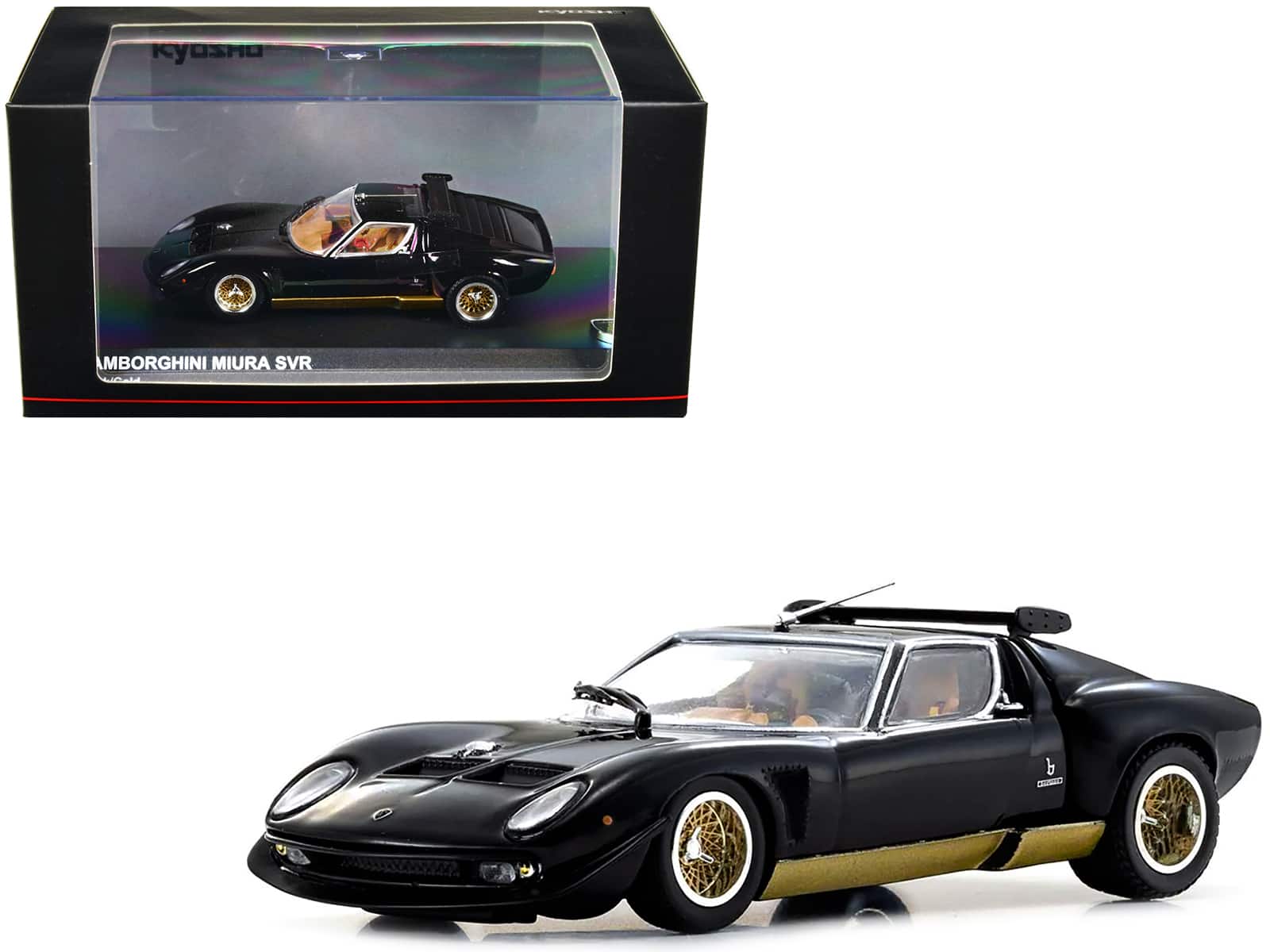 Lamborghini Miura SVR Black with Gold Accents and Wheels 1/43 Diecast Model Car by Kyosho price history on PriceWatchPro