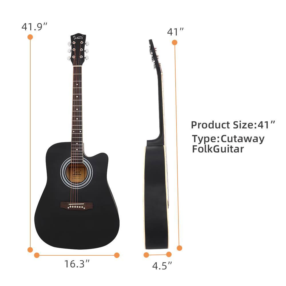 Product Size: 41"  
Type: Cutaway Folk Guitar  

41.9"  
16.3"  
4.5"