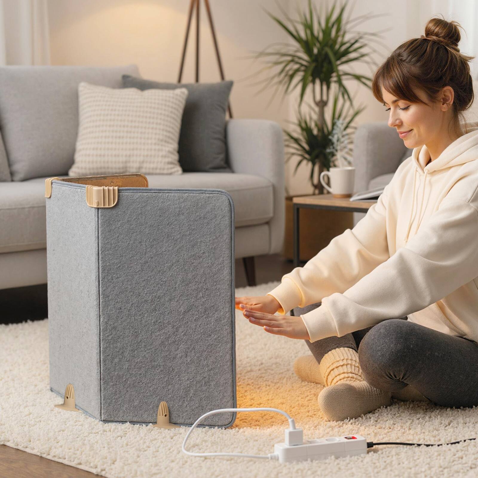 Alt View 3. Costway - Costway 3-Fold Under Desk Space Heater with 3-Level Thermostat & 4H Timer for Home, Office - Gray.