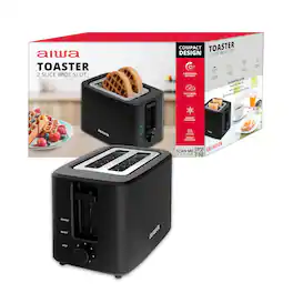 Aiwa - 2-Slice Cool Touch Toaster Wide-Slot Bread & Bagel Toaster 7 Browning Settings, Defrost, Reheat & Cancel Functions - Black