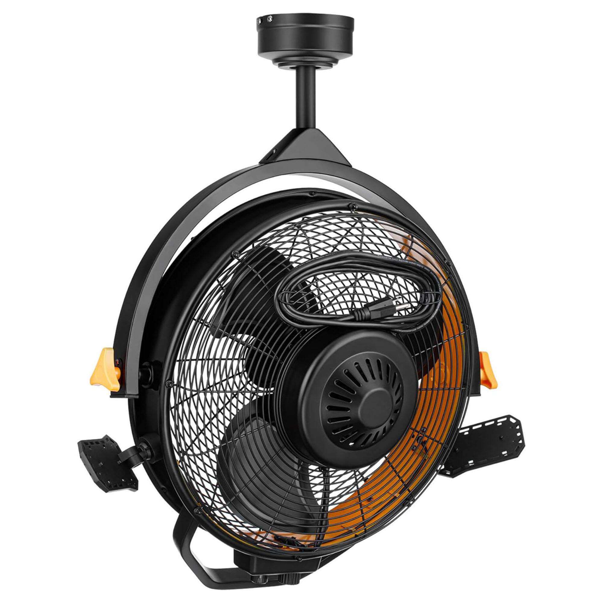 Alt View 5. MULE - Mule 18" Garage Fan XL with Work Lights, Dual Height Ceiling Mounting Options - Matte Black.
