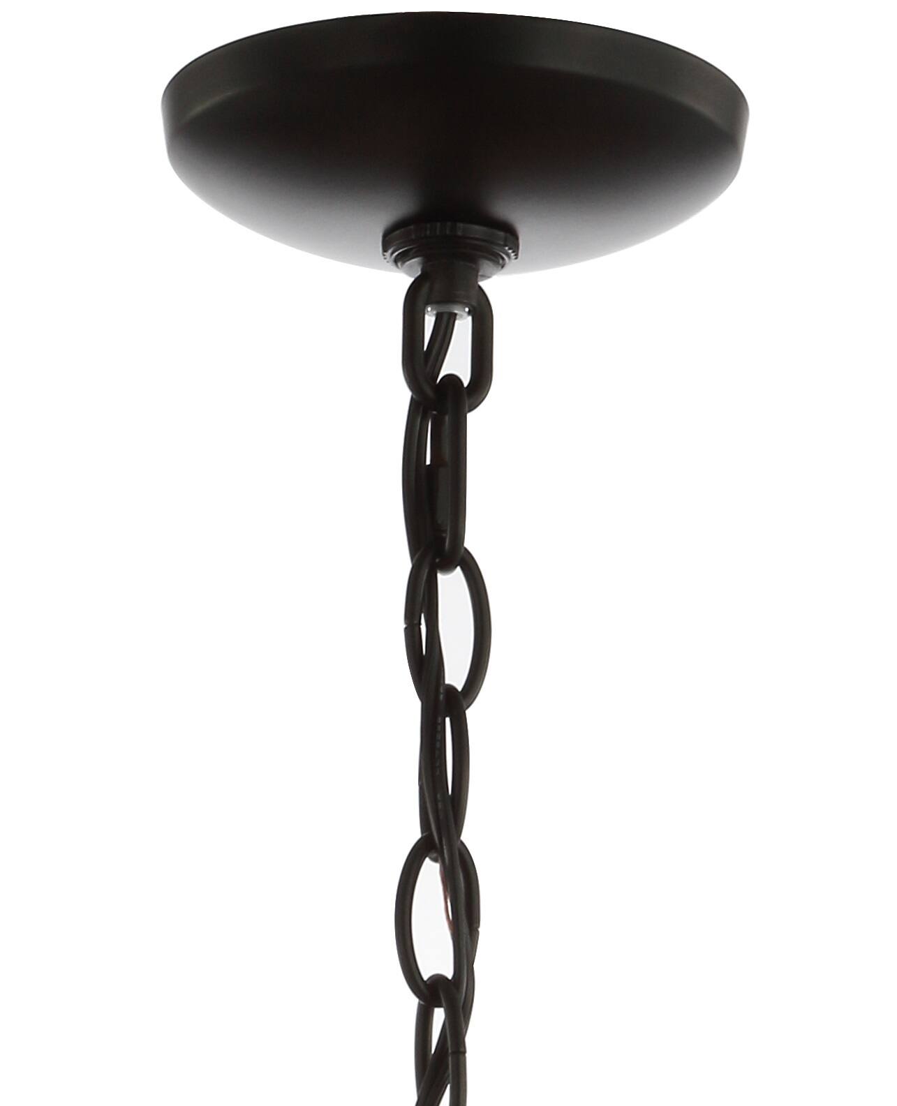 Alt View 4. Jonathan Y - Elena 10" Lantern Metal LED Pendant, Black/Brass Gold - Black/Brass Gold.