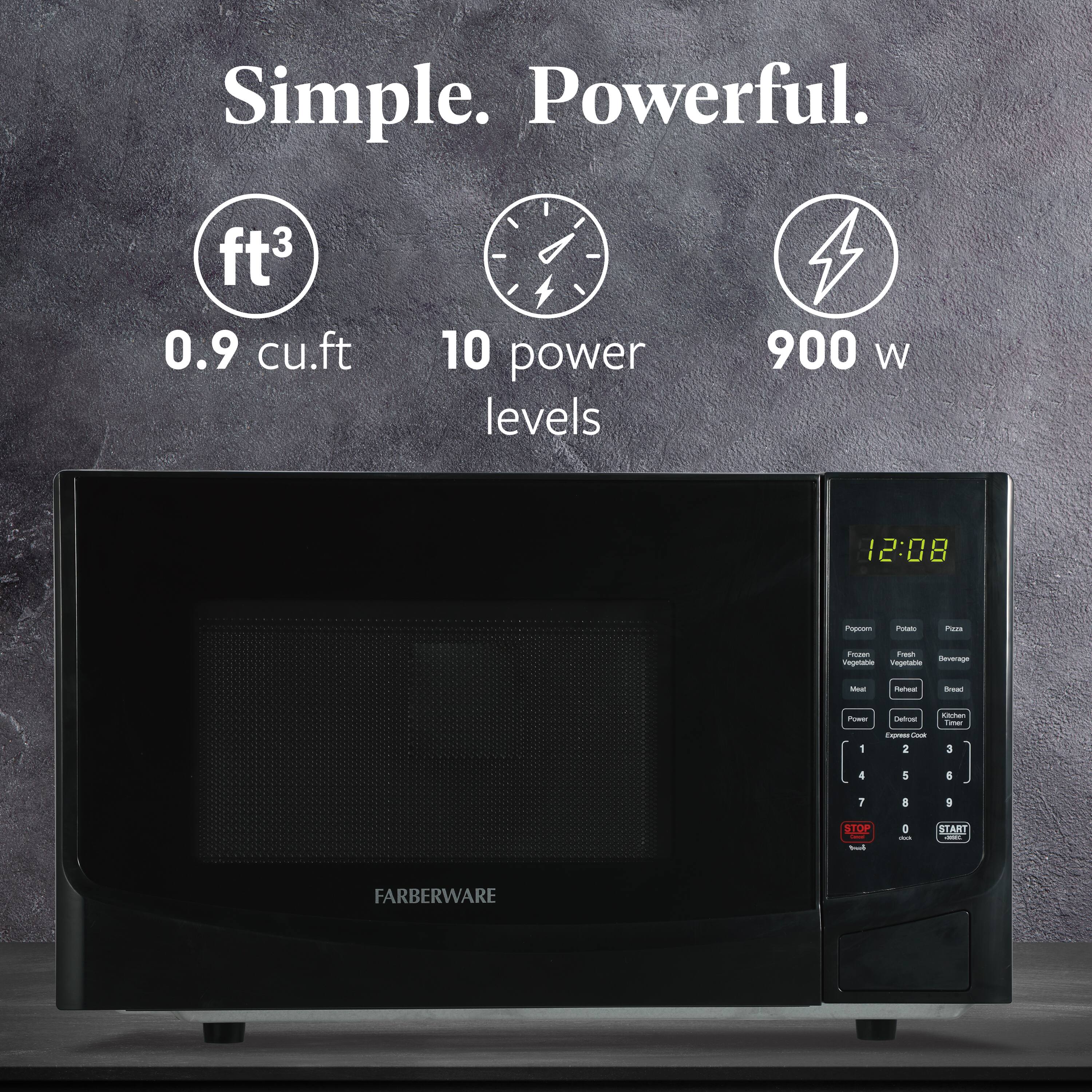 Simple. Powerful.

0.9 cu.ft

10 power levels

900 W

12:08

FARBERWARE