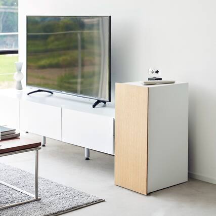 Front. Yamazaki Home - Video Game Storage Cabinet - Steel - White.