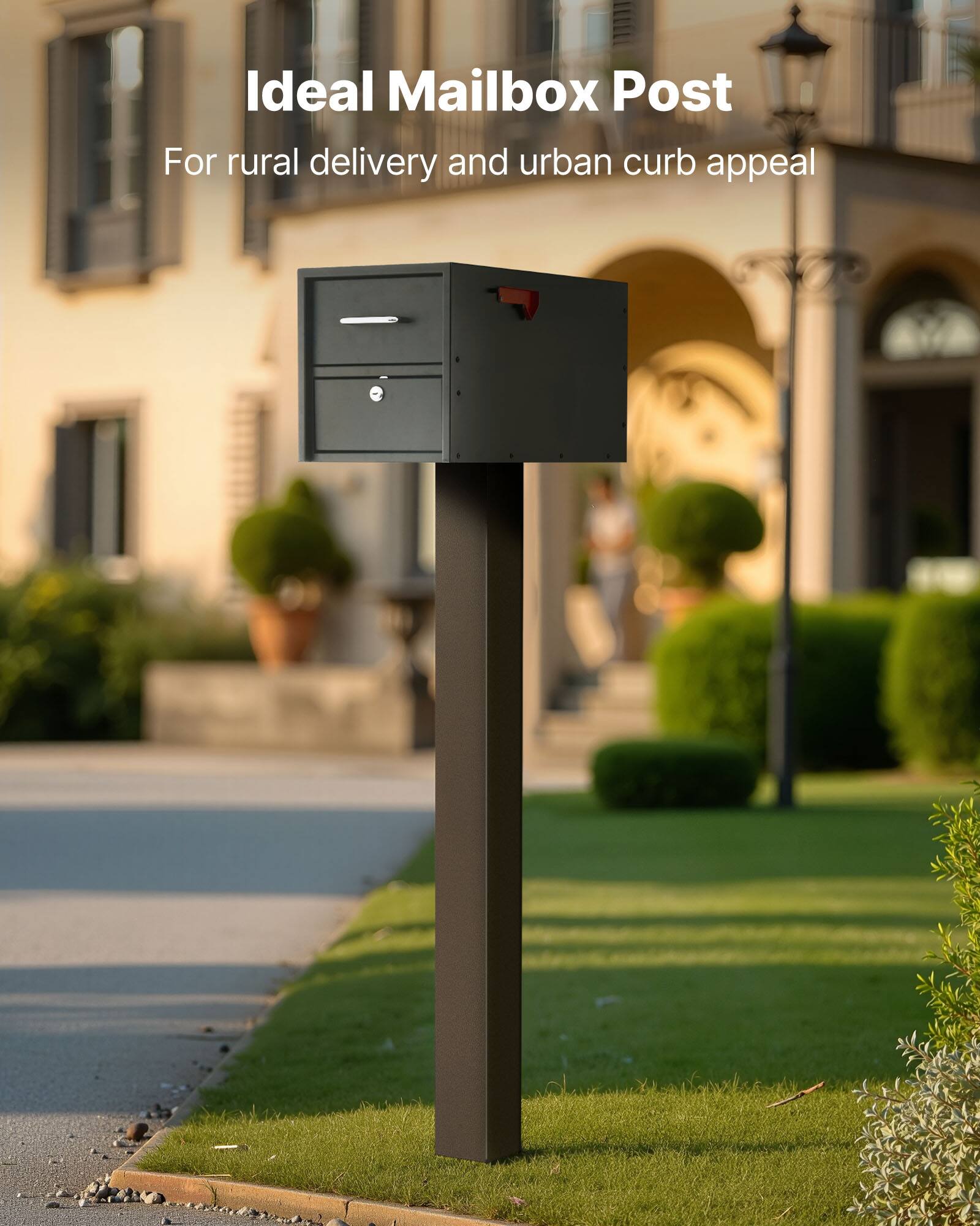 VEVOR 43 x 4 x 4 Inches Mailbox Post, Steel In Ground Mounting Mail Box ...