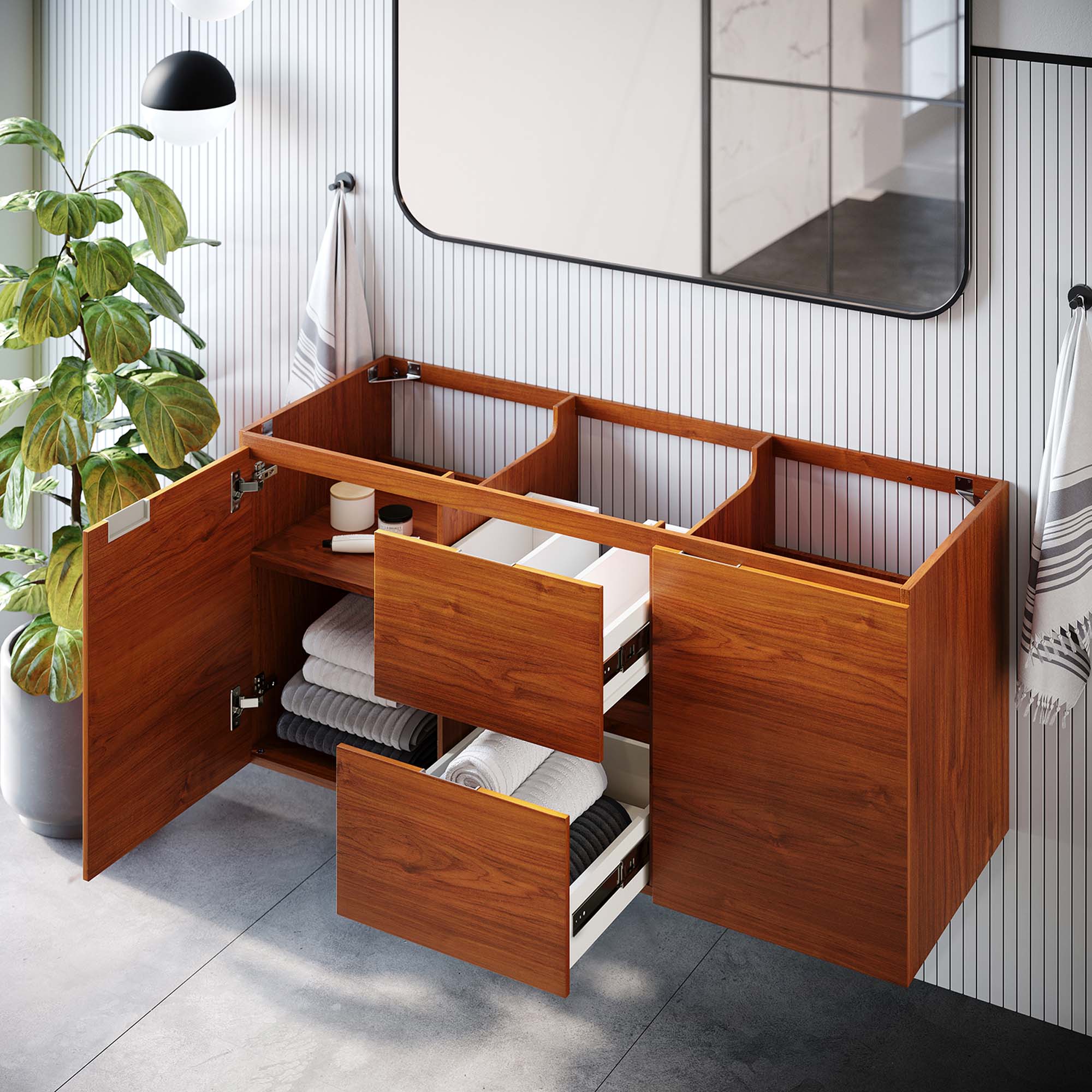 Back. Modway - Scenic Wall-Mount Bathroom Cabinet Basin Not Included by Modway - Cherry Walnut.