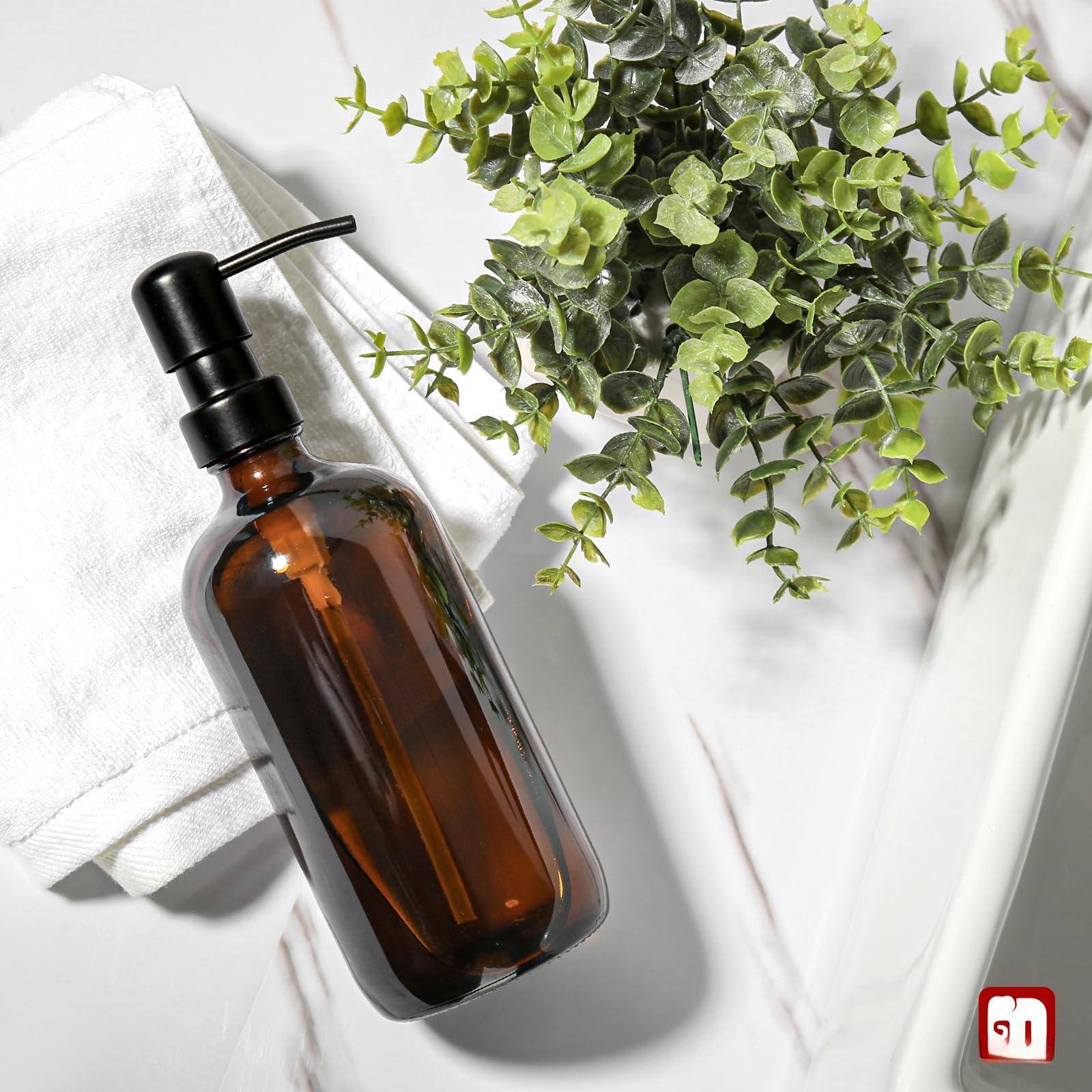 Alt View 7. Dapper Styles - Glass Soap Dispenser Dish Dispensers For Kitchen With Rustproof Stainless Pump 17 Fl Oz Bathroom Hand Liqui... - Black Bottle + Black Pump.