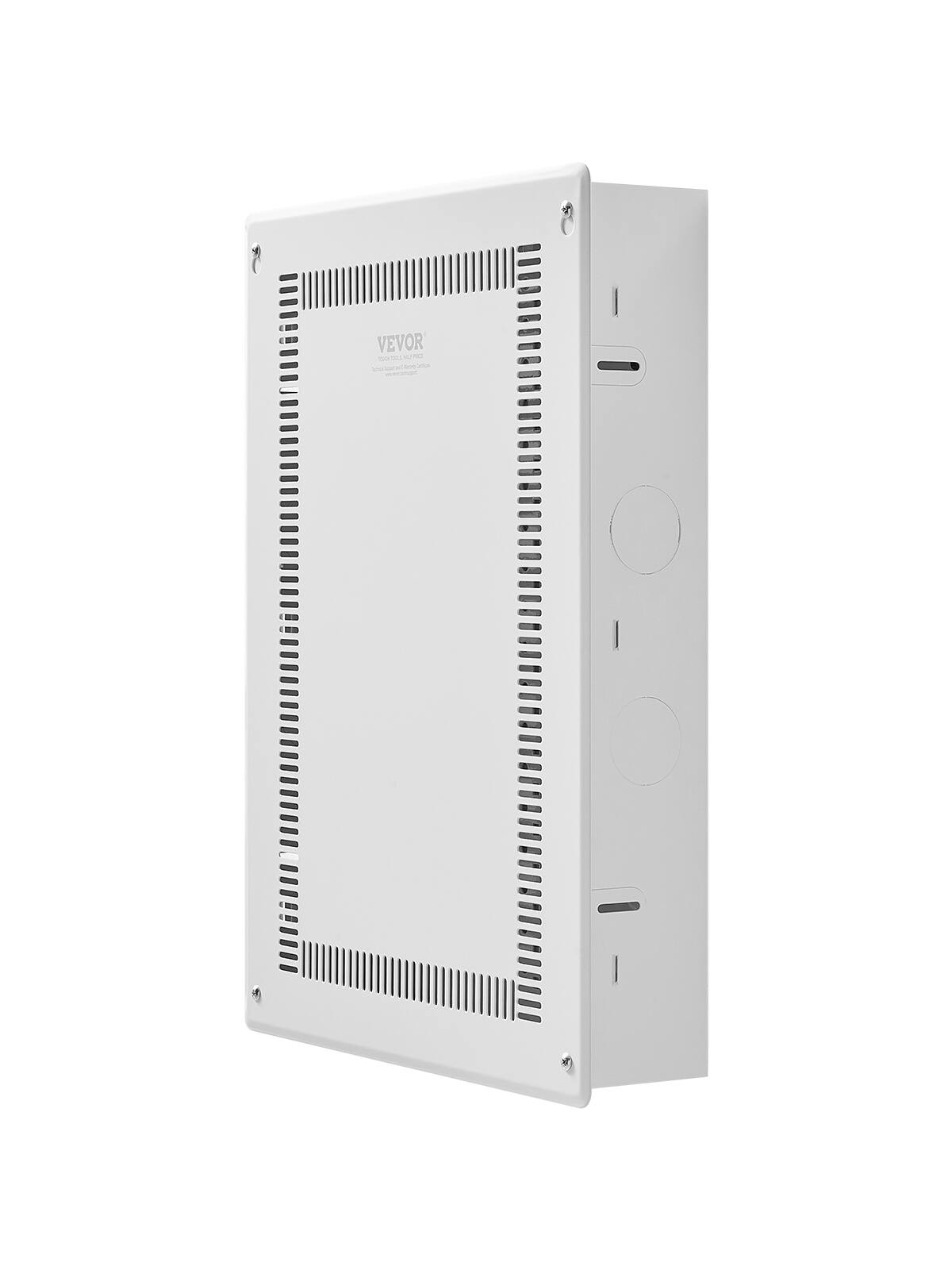 Front. VEVOR - Structured Media Enclosure, 20-Inch, Recessed in-Wall Media Box with Cover, Wall-Mount Cable Management Box Kit - White.