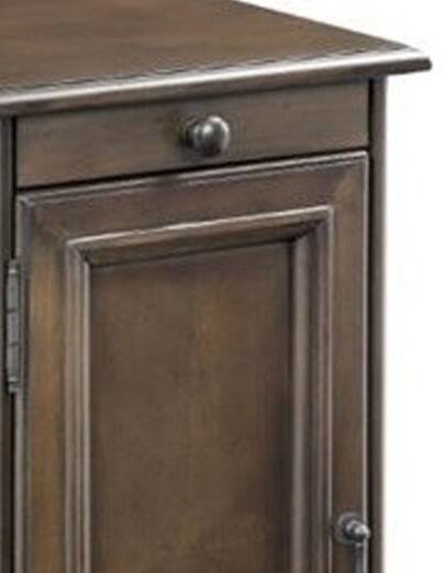 Alt View 1. Manhattan Lane - 1 Cabinet Wooden Side Table with Power Hub and Pull Out Tray - Brown.