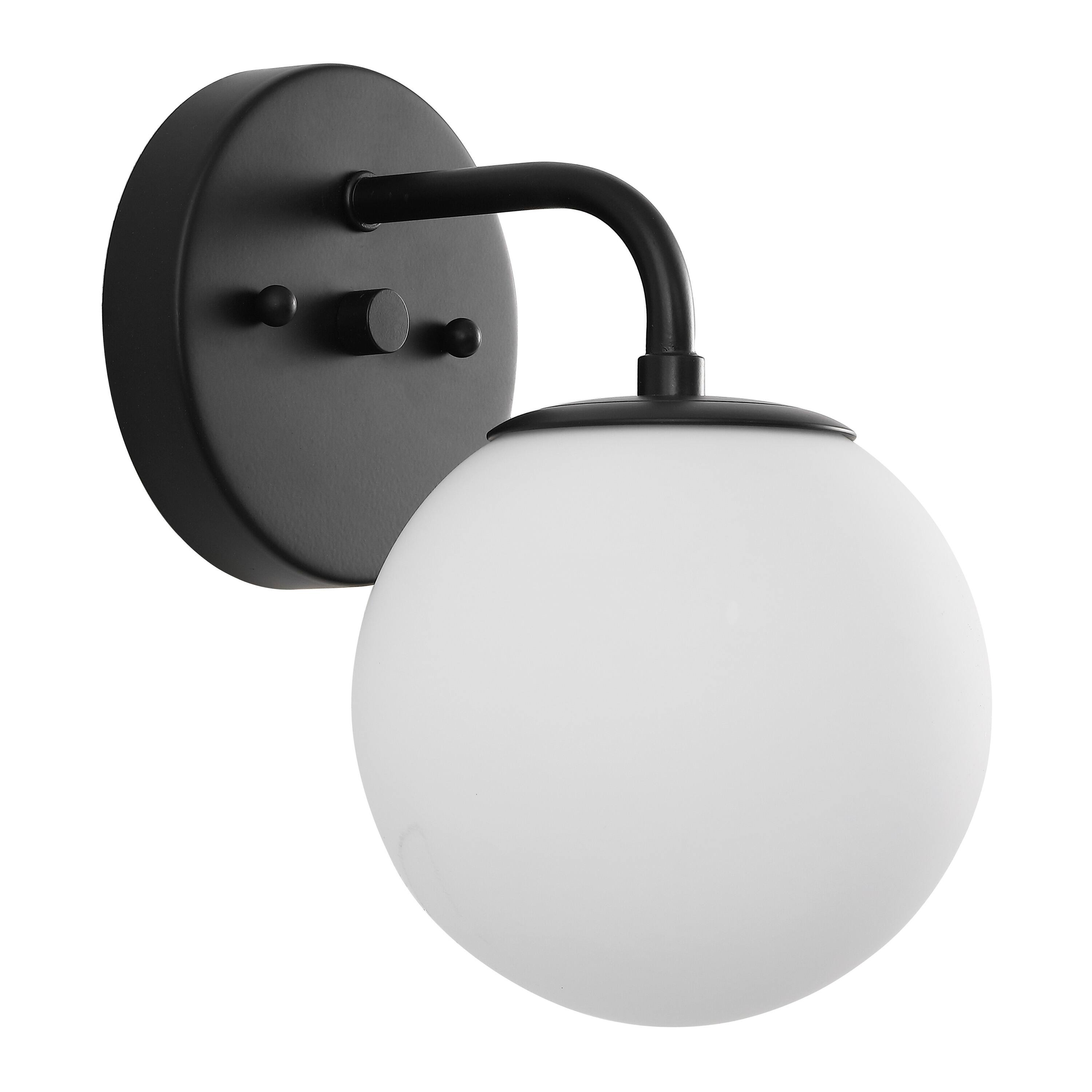 Alt View 9. Jonathan Y - Louis Parisian Globe 5.75" 1-Light Metal/Frosted Glass Modern Contemporary LED Vanity Light, Black - Black.