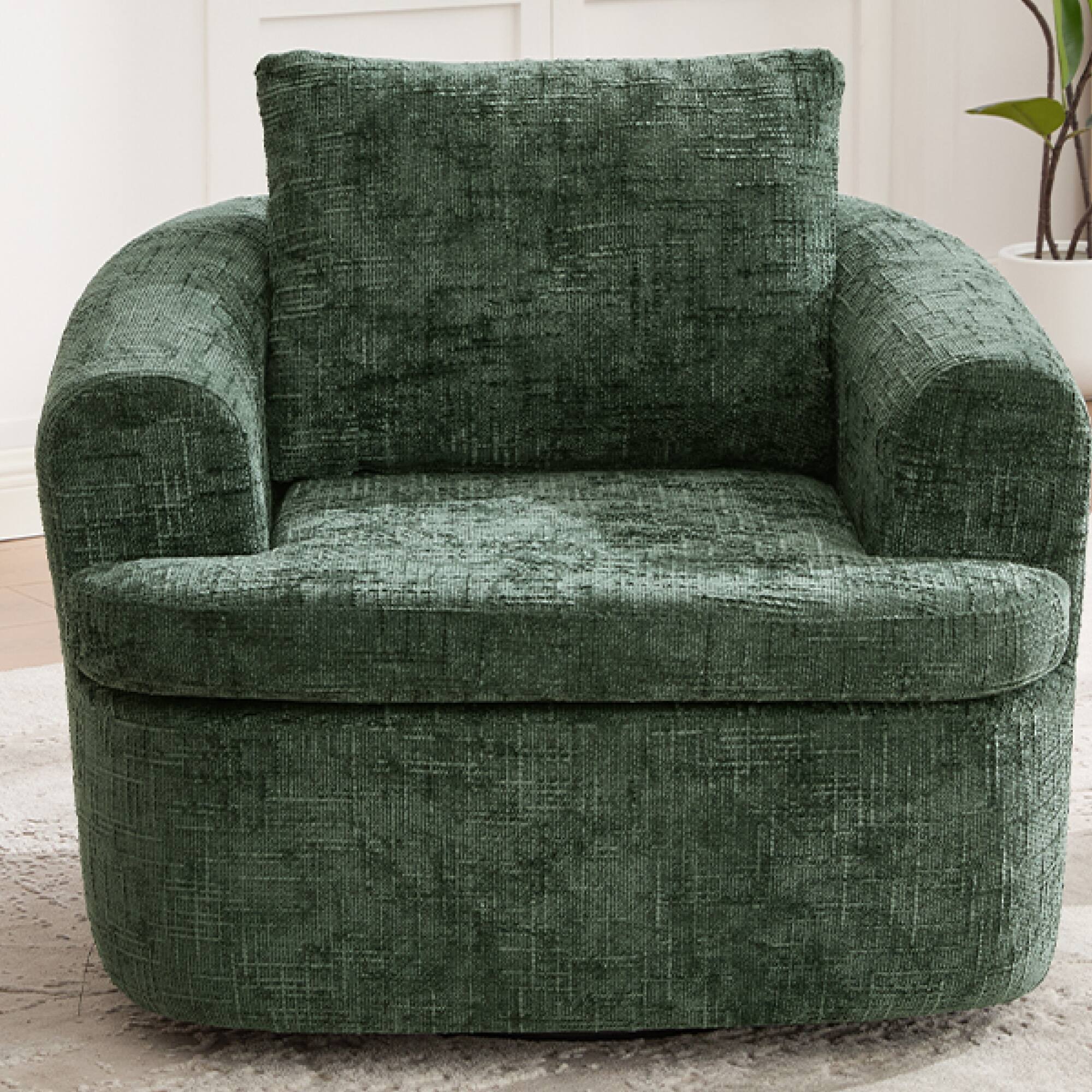 Alt View 4. GOODSILO - Modern 360-Degree Swivel Accent Barrel Chair with Dual-Layer Cushion Design for Living Room and Office - Green.