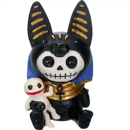 Pacific Trading - Furrybones Anubis Skeleton in Egyptian Costume with Mummy Buddy Figurine - Black