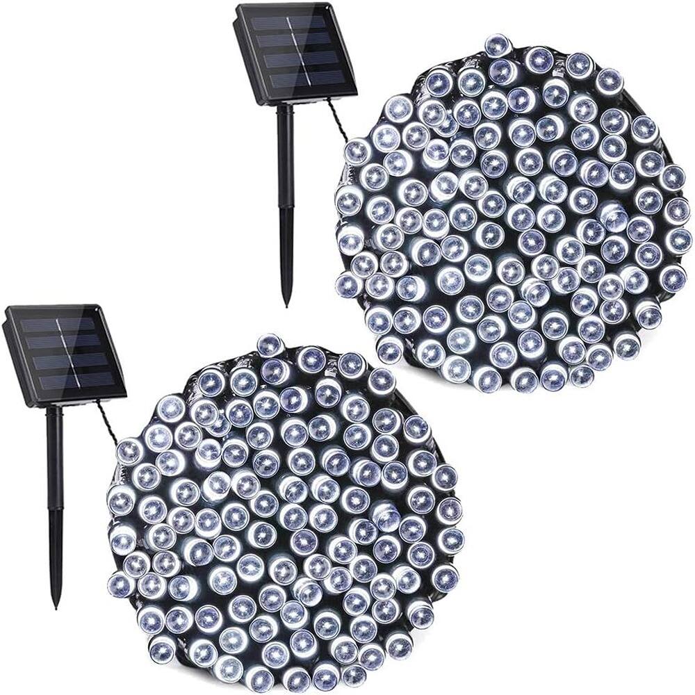 RTMB - Two packs of 400 LED solar string lights totaling 144 feet, each with eight modes - white 144ft