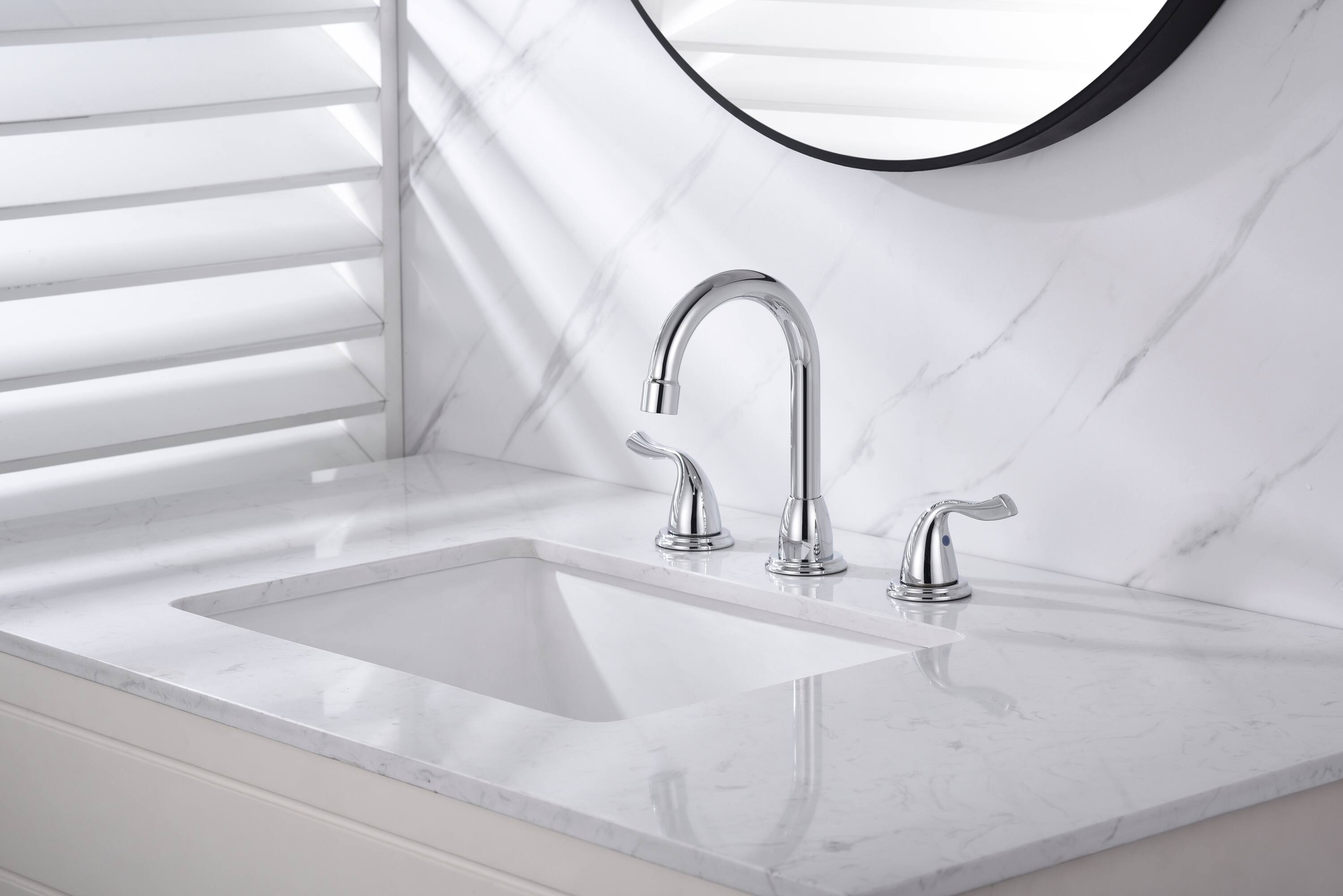 Left. Bothwa Home - Bothwa Home Bathroom Faucet For bathroom Sink  With Two Handles And Supply Lines BC011-C-B07 - Chrome.