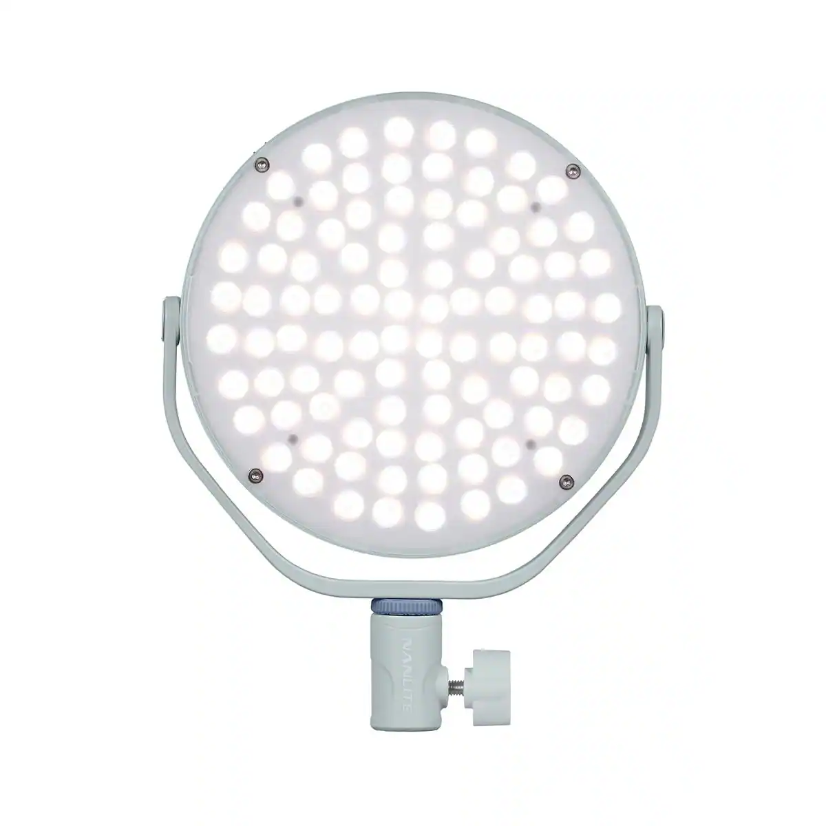 Alt View 2. NANLITE - Nanlite miro 30C 30W RGBW LED Round Panel Light, Mint Blue, Bundle with 10000mAh 38.5Wh Qi Wireless Power Bank and Power.