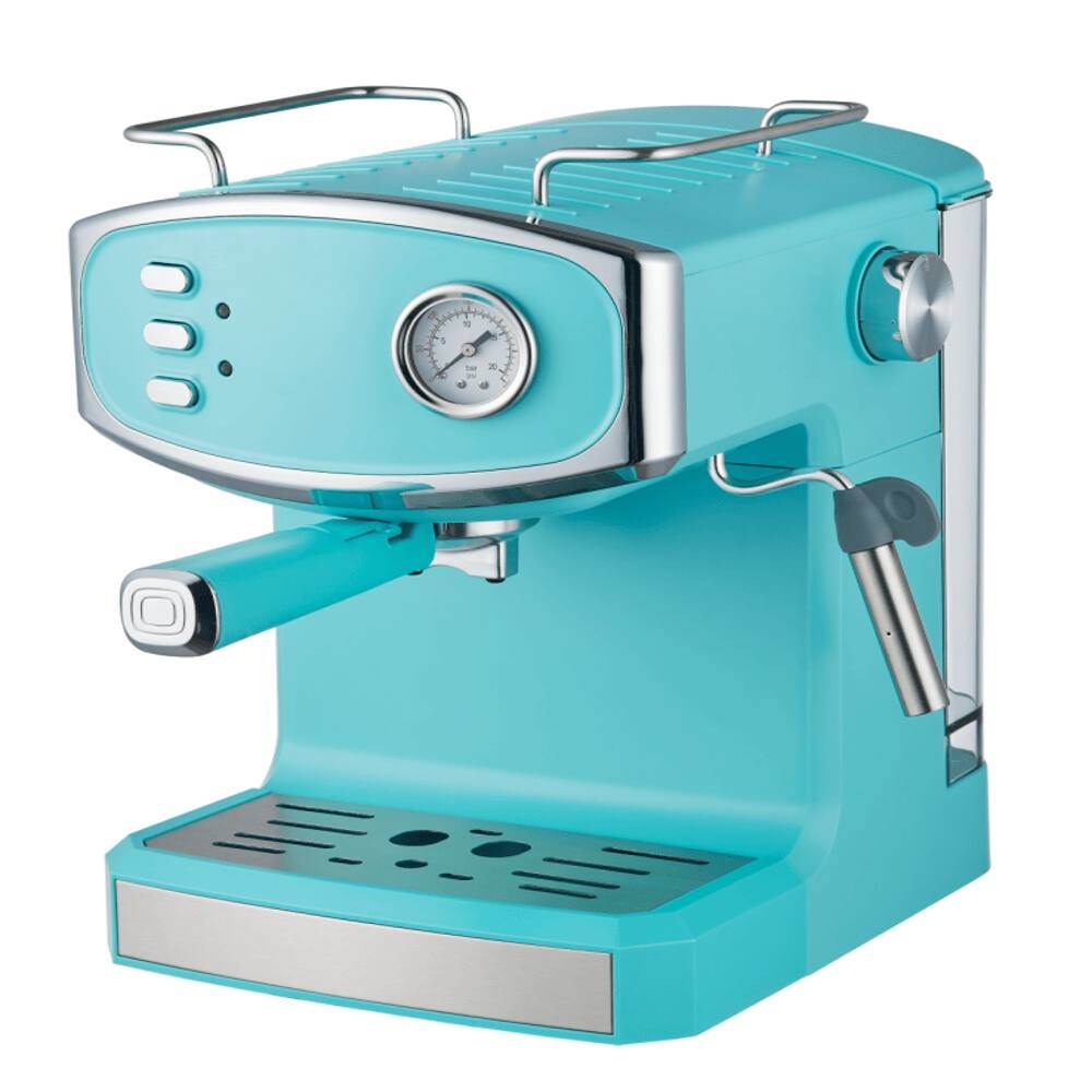 Front. Plum Chef - Semi-Automatic Espresso Machine with Milk Frother 20-Bar - Black.
