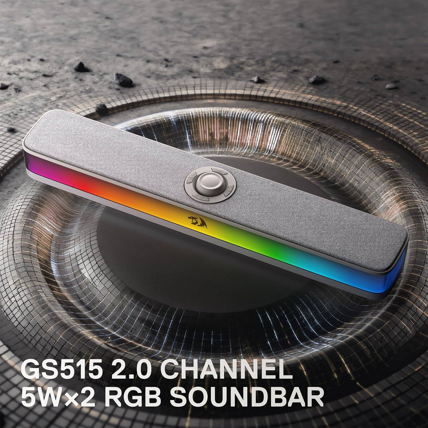REDRAGON GS515 RGB Desktop Soundbar, 2.0 Stereo Enhanced Sound, BT 5.3 ...