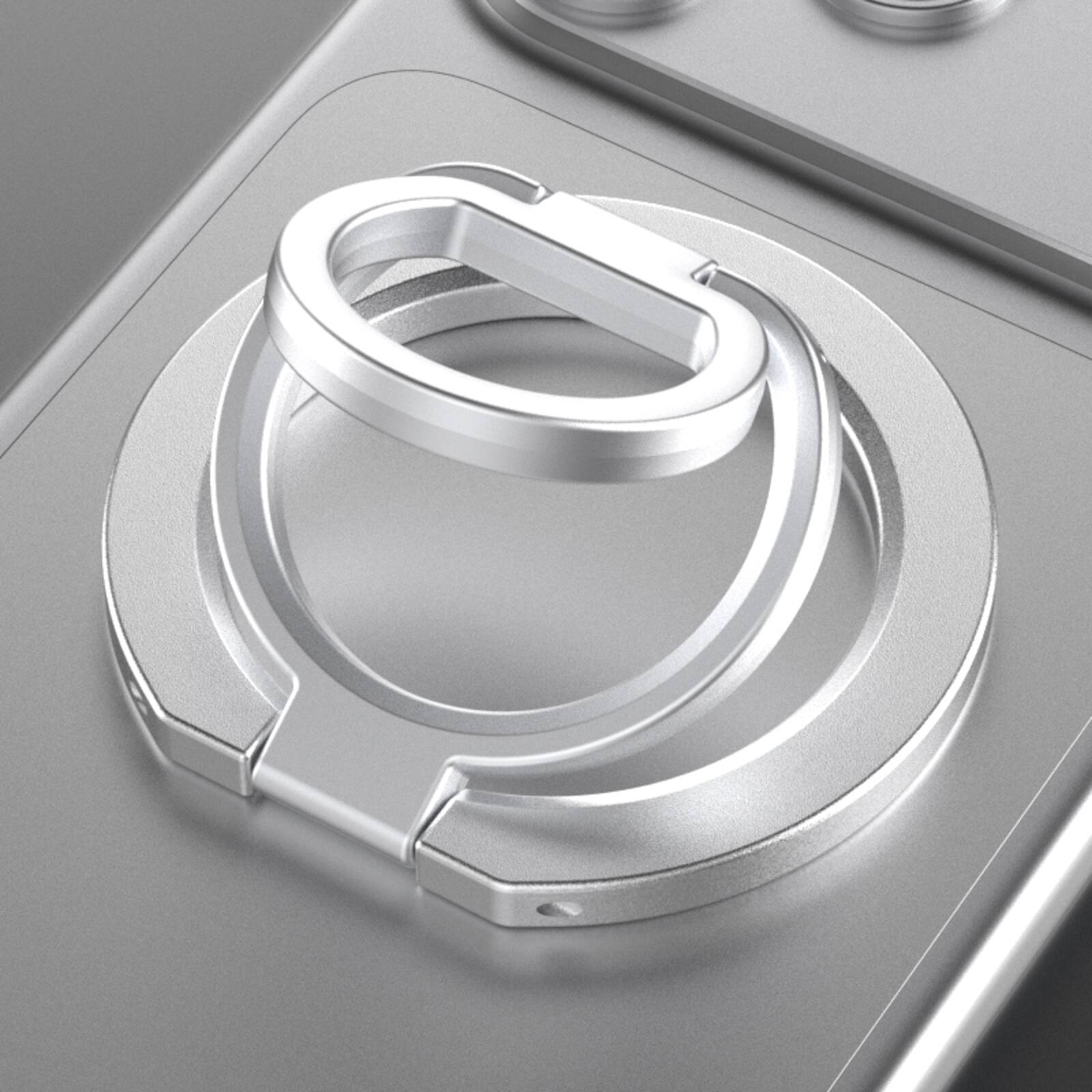 Alt View 7. UUCOVER - Magnetic Ring Holder Dual-Side Magnets Gym Phone Ring Grip Rotating Kickstand Compatible with MagSafe Magnetic Car Mount - Silver.