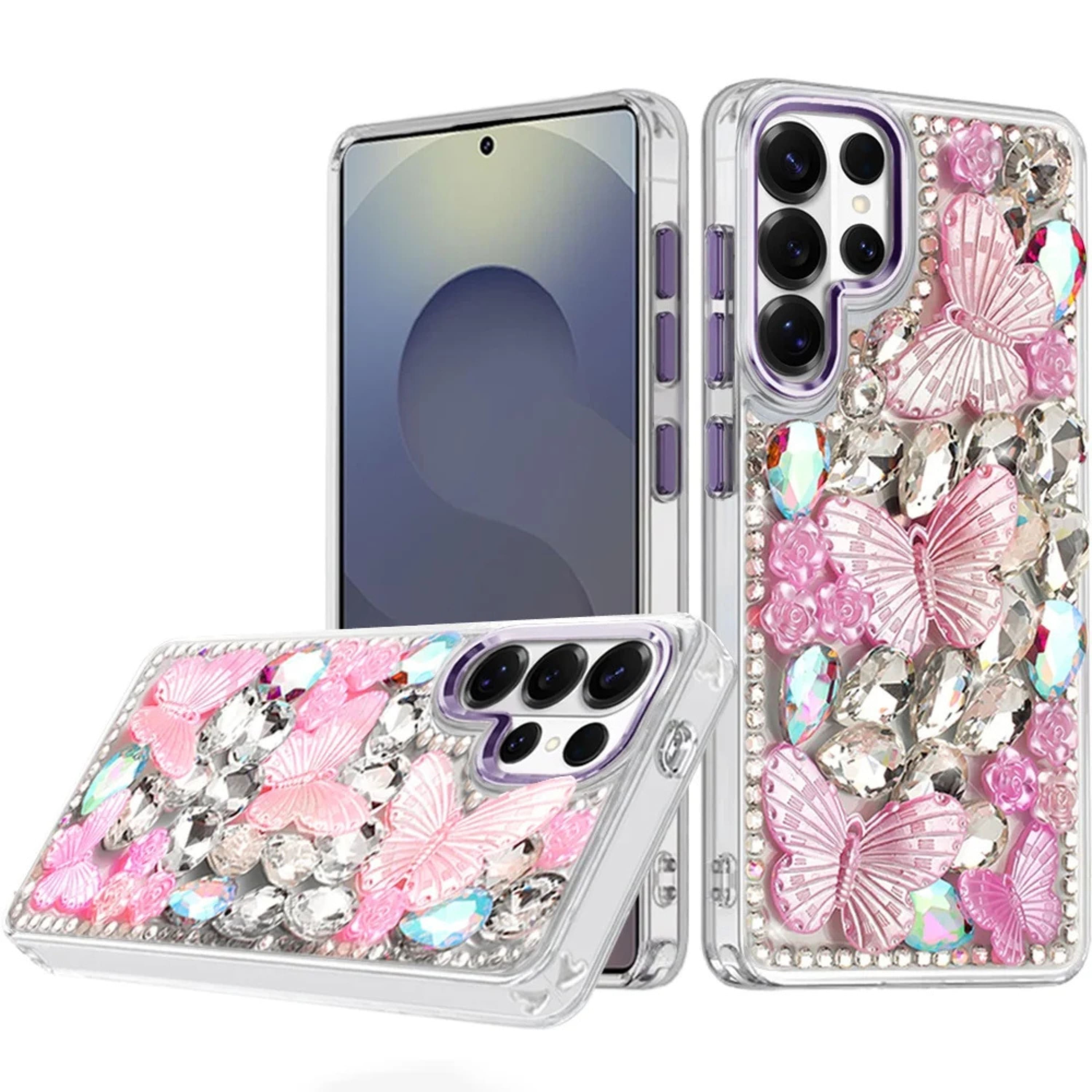 Kitcheniva - Shimmering Butterfly Crystal Cover With Tempered Glass For Samsung S25 Ultra - Purple price history on PriceWatchPro