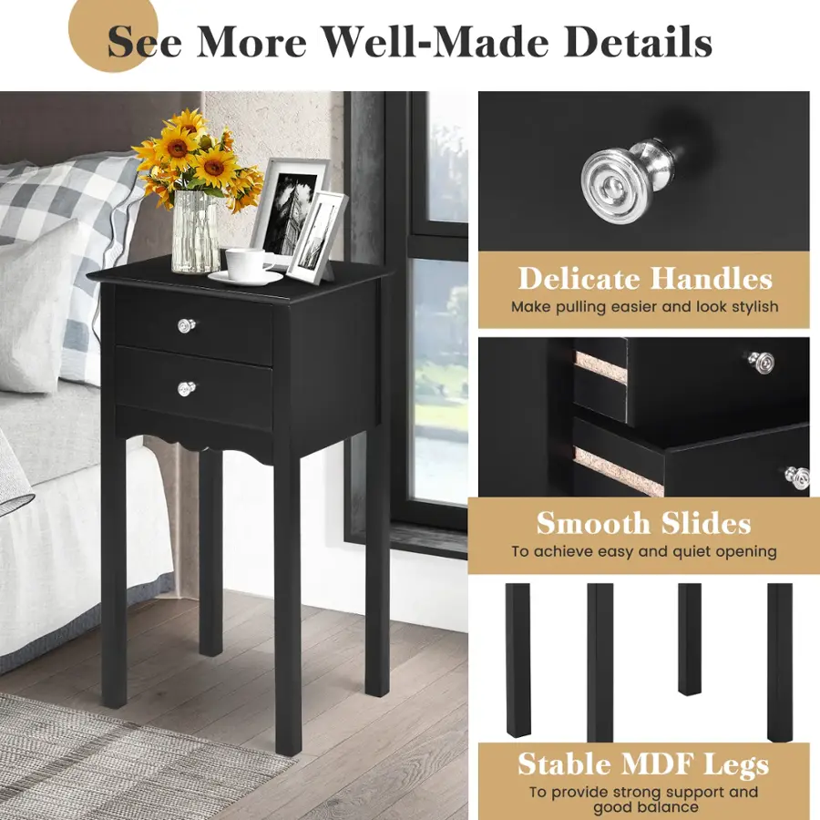 See More Well-Made Details: Delicate Handles, Smooth Slides, Stable MDF Legs.