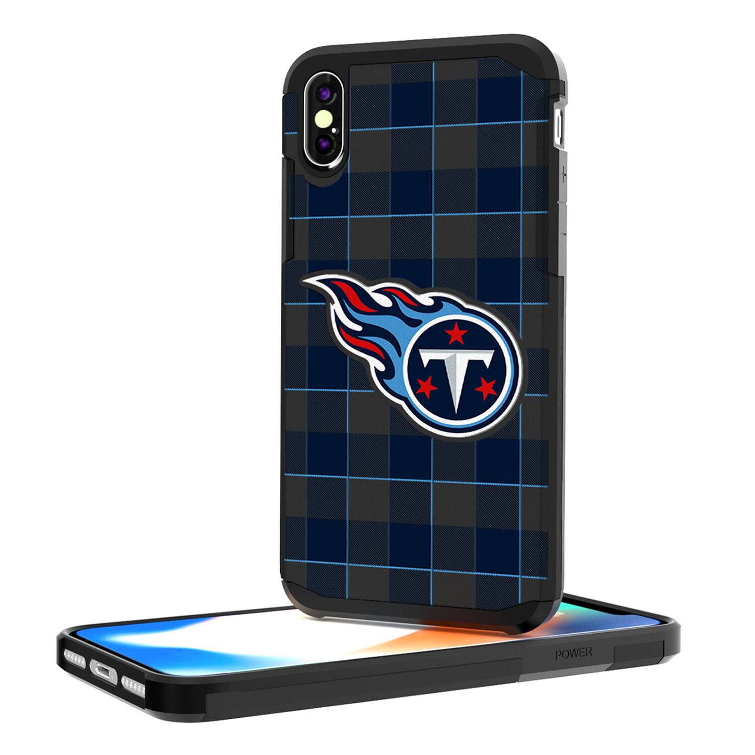 Alt View 2. Keyscaper - Tennessee Titans iPhone Rugged Plaid Design Case - XR - Multicolor.