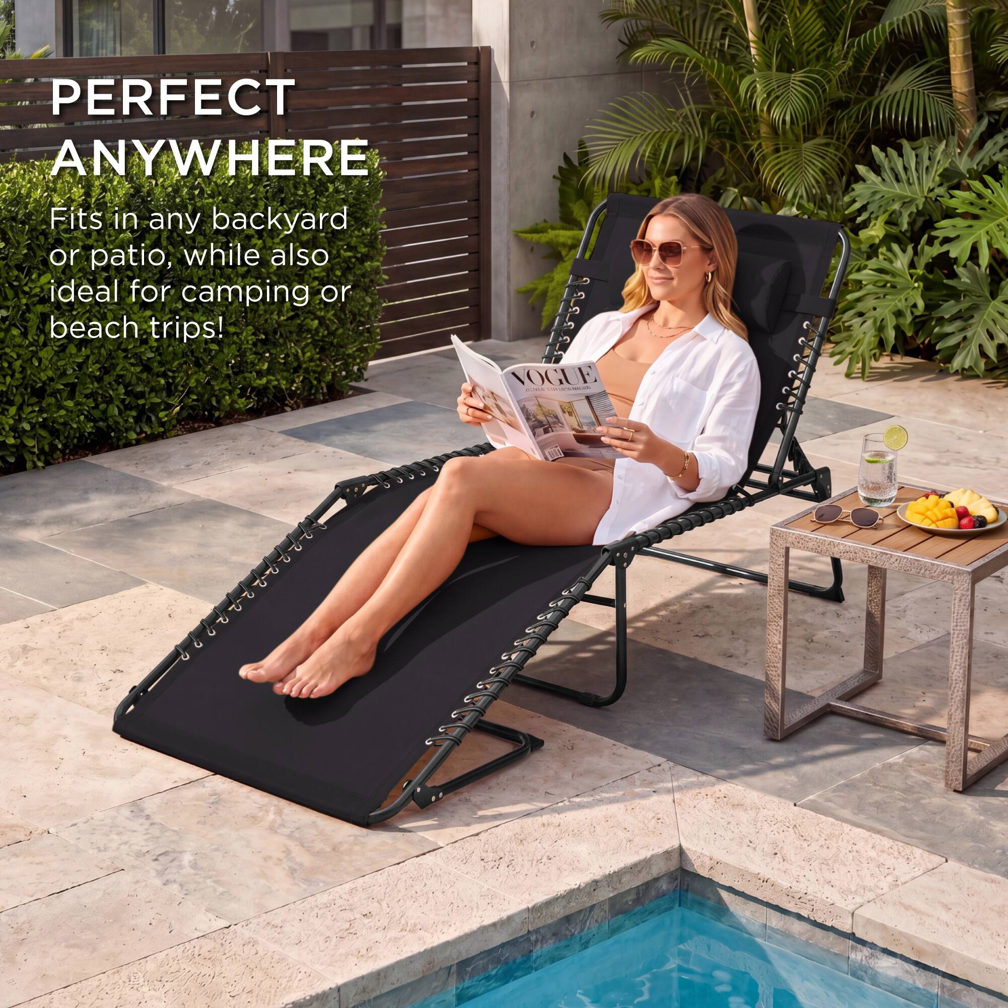 PERFECT ANYWHERE  
Fits in any backyard or patio, while also ideal for camping or beach trips!