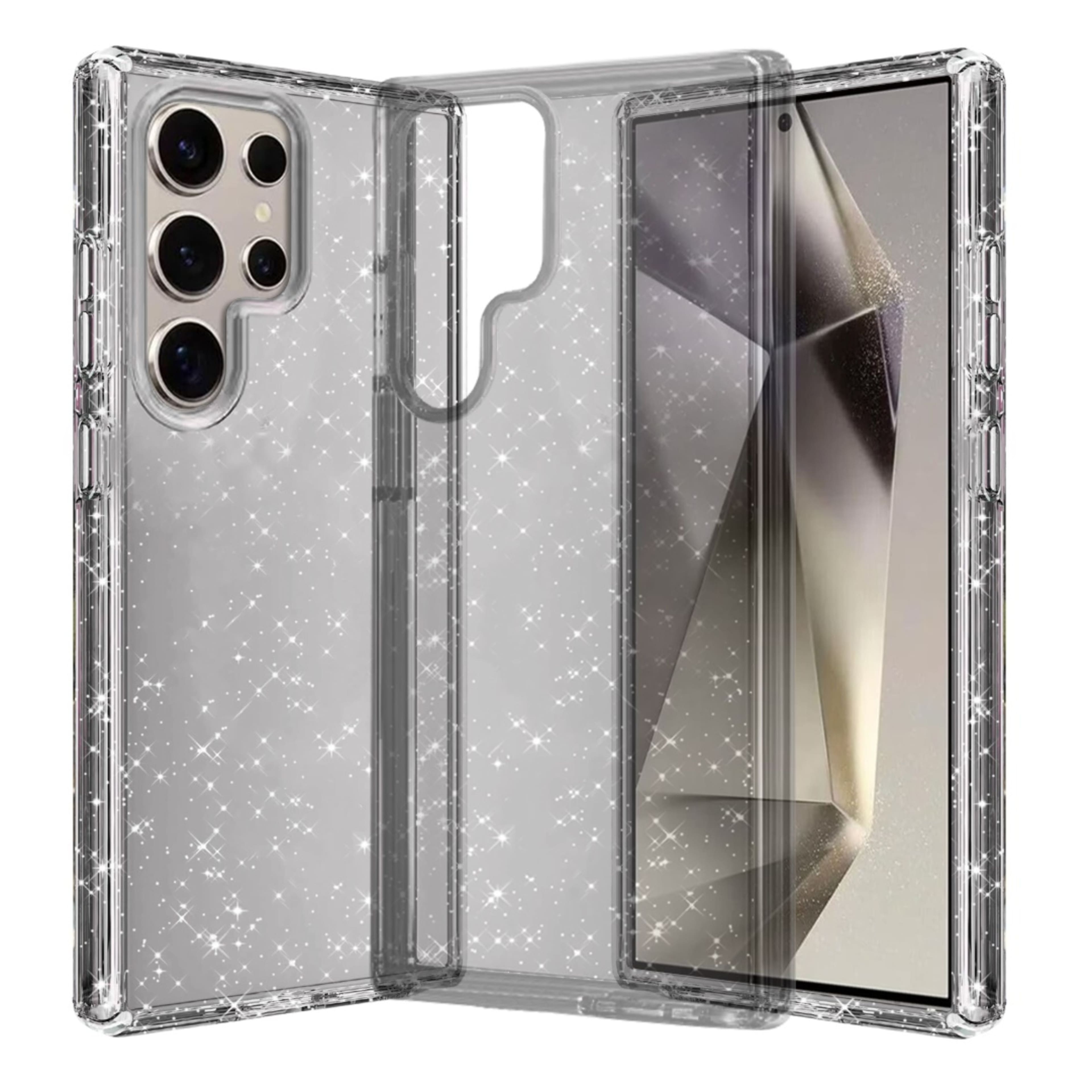 Kitcheniva - Glitter Thick 3mm Translucent Cover Plus Tempered Glass For Samsung S25 Ultra Smoke - Gray price history on PriceWatchPro