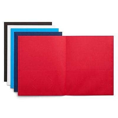 Front. Staples - Staples 10% Recycled Smooth 2-Pocket Paper Presentation Folder, Assorted, 10/Pack (ST13366) - Assorted Colors.