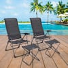 Front. Gymax - Gymax 4PCS Folding Patio Recliner Chair & Ottoman Set w/ Adjustable Backrest Grey - Grey.