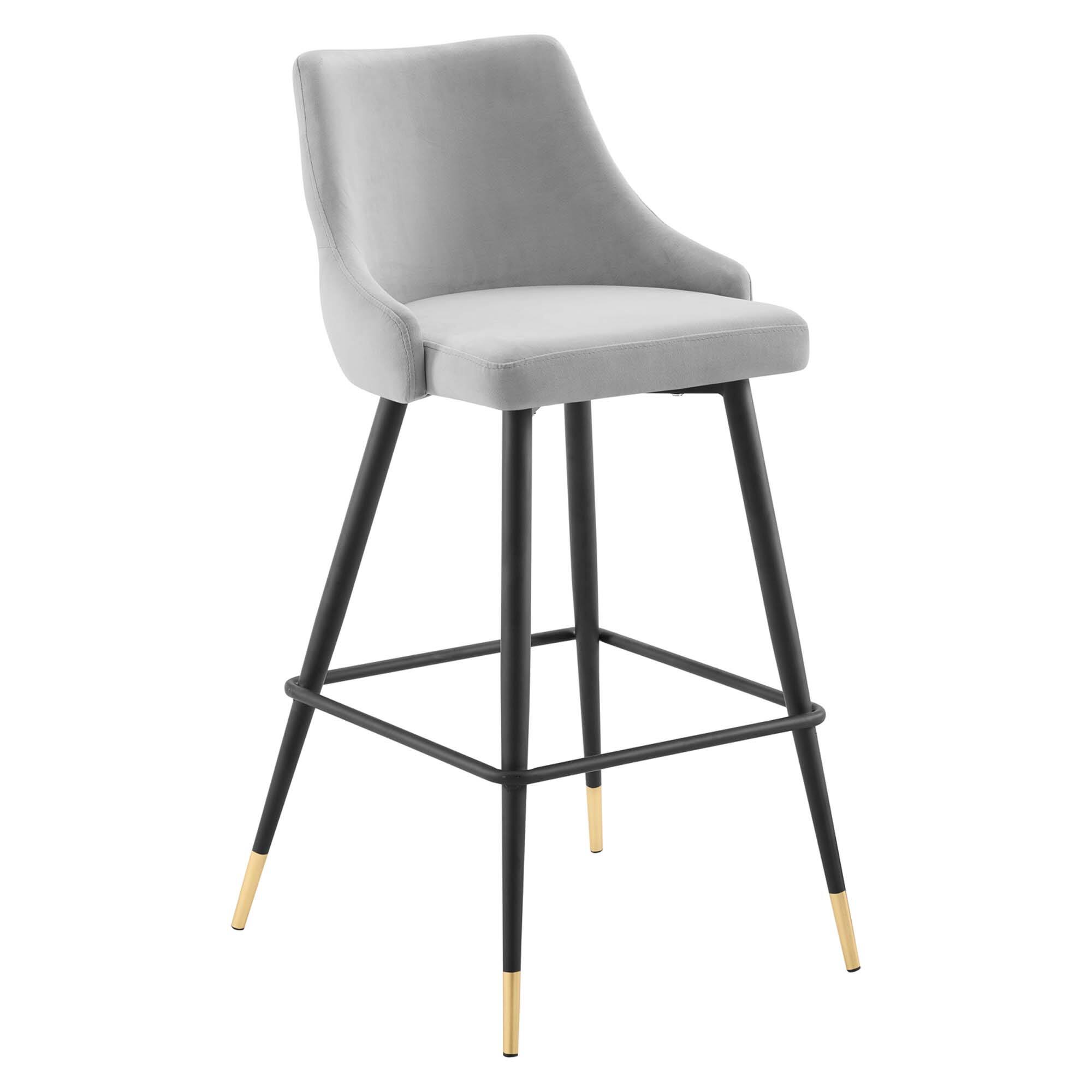 Angle. Modway - Adorn Performance Velvet Bar Stool by Modway - Light Gray.