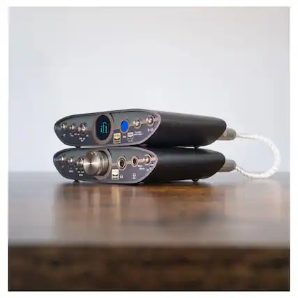 Sure, here is the corrected and grouped text from the image:
**Top Device:**
- iFi
- USB Input
- Optical Input
- RCA Output
- 3.5mm Output
- iFi Audio
- iFi Audio
- iFi Audio
- iFi Audio
**Bottom Device:**
- iFi
- USB Input
- Optical Input
- RCA Output
- 3.5mm Output
- iFi Audio
- iFi Audio
- iFi Audio
- iFi Audio