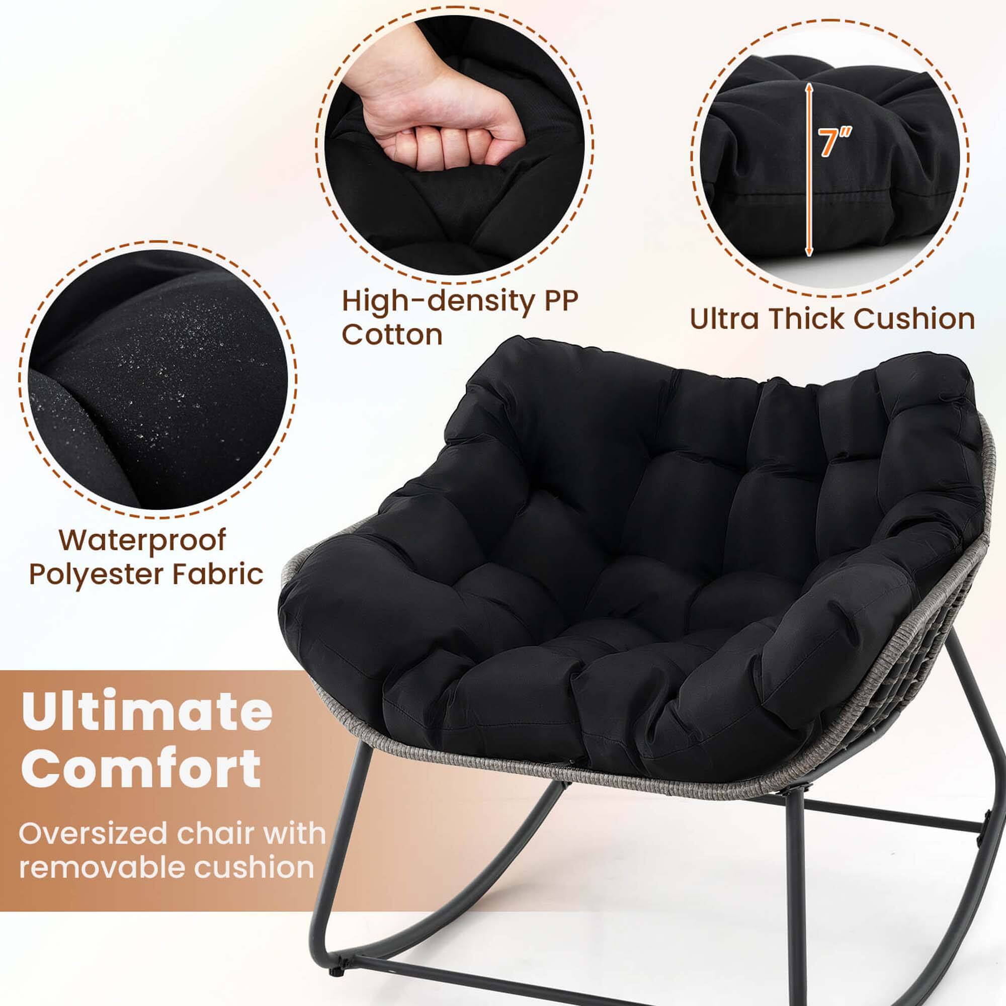 Ultimate Comfort Oversized Chair with Removable Cushion: 7" High-density PP Cotton Ultra Thick Cushion Waterproof Polyester Fabric