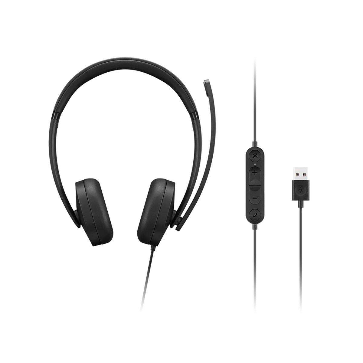 Alt View 7. Lenovo - Lenovo USB-A Wired Closed-Back On-Ear Stereo Headset Gen 2 - Black.