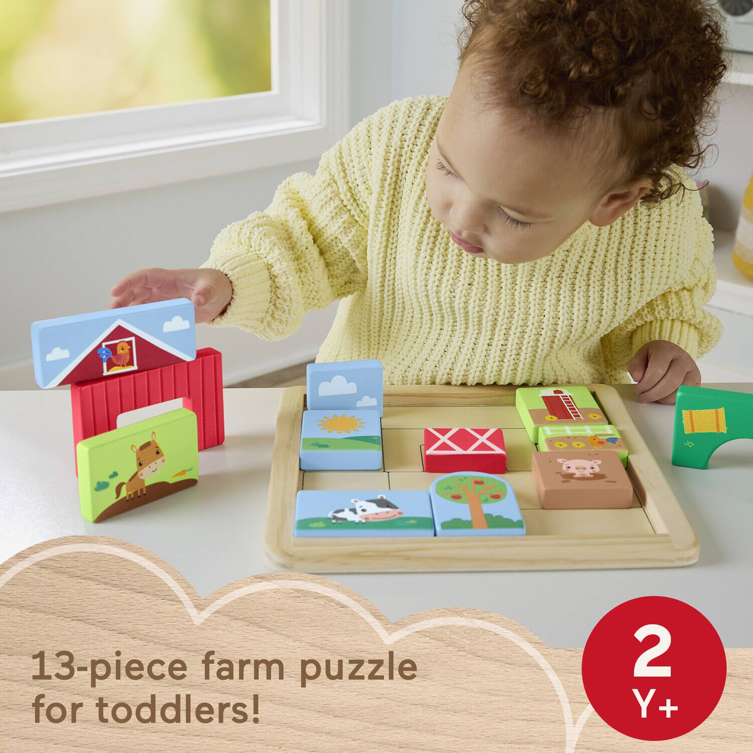 13-piece farm puzzle for toddlers!  
2 Y+